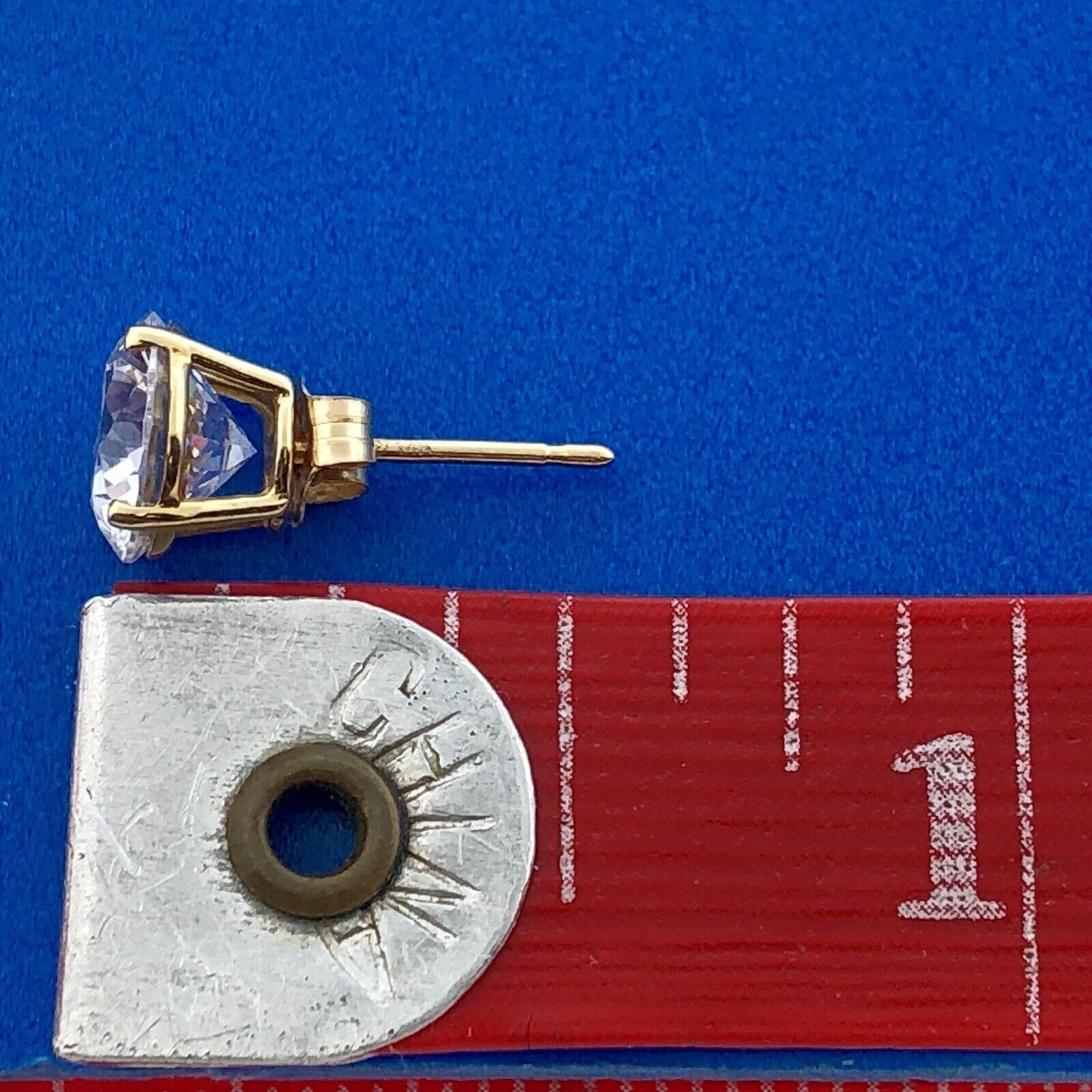 Stunning 14K Yellow Gold Round Cubic Zirconia CZ Statement Stud Earrings