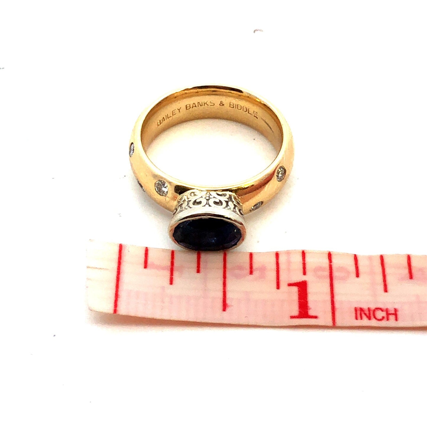 Bailey Banks & Biddle 18K Yellow Gold Corundrum Diamond Anniversary Ring