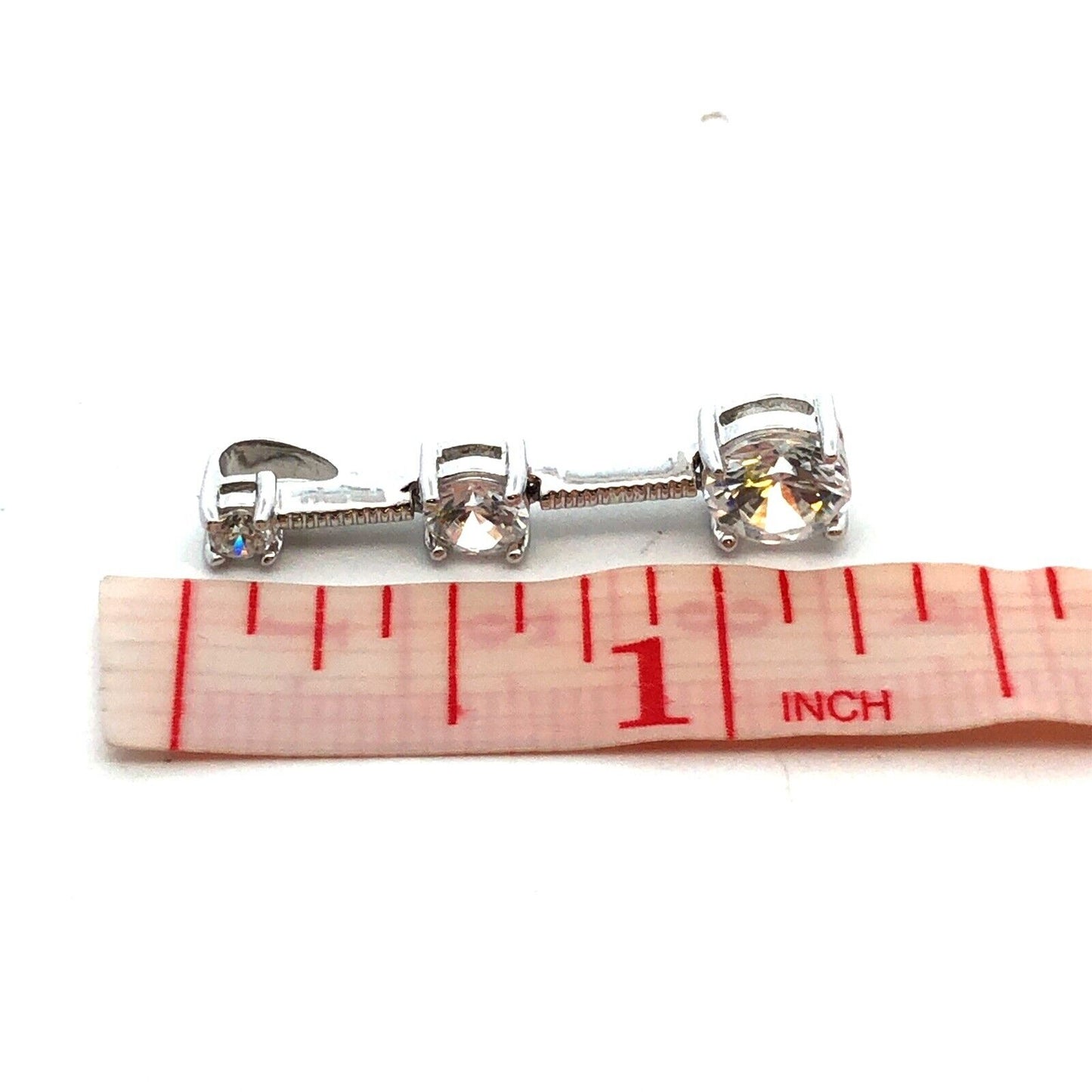 Designer J 925 Sterling Silver Round Cubic Zirconia CZ Trio Graduated Pendant