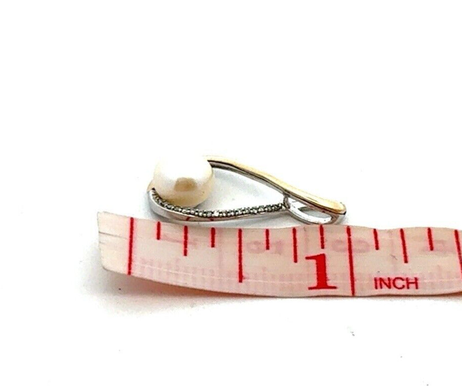 Designer RL 925 Sterling Silver 14K Gold Two Tone Pearl Infinity Pendant