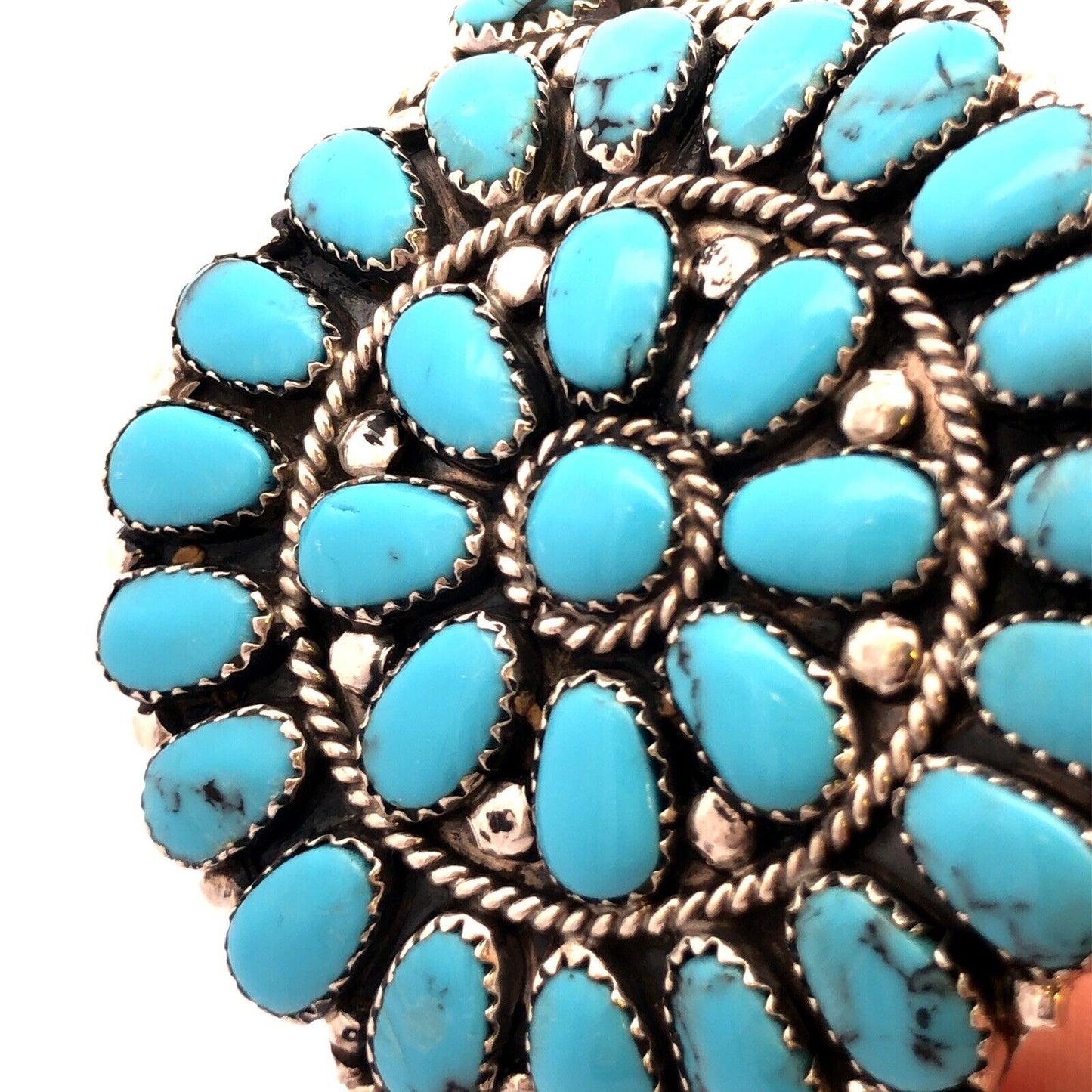 925 Silver Native American Juliana Williams Turquoise Statement Cuff Bracelet