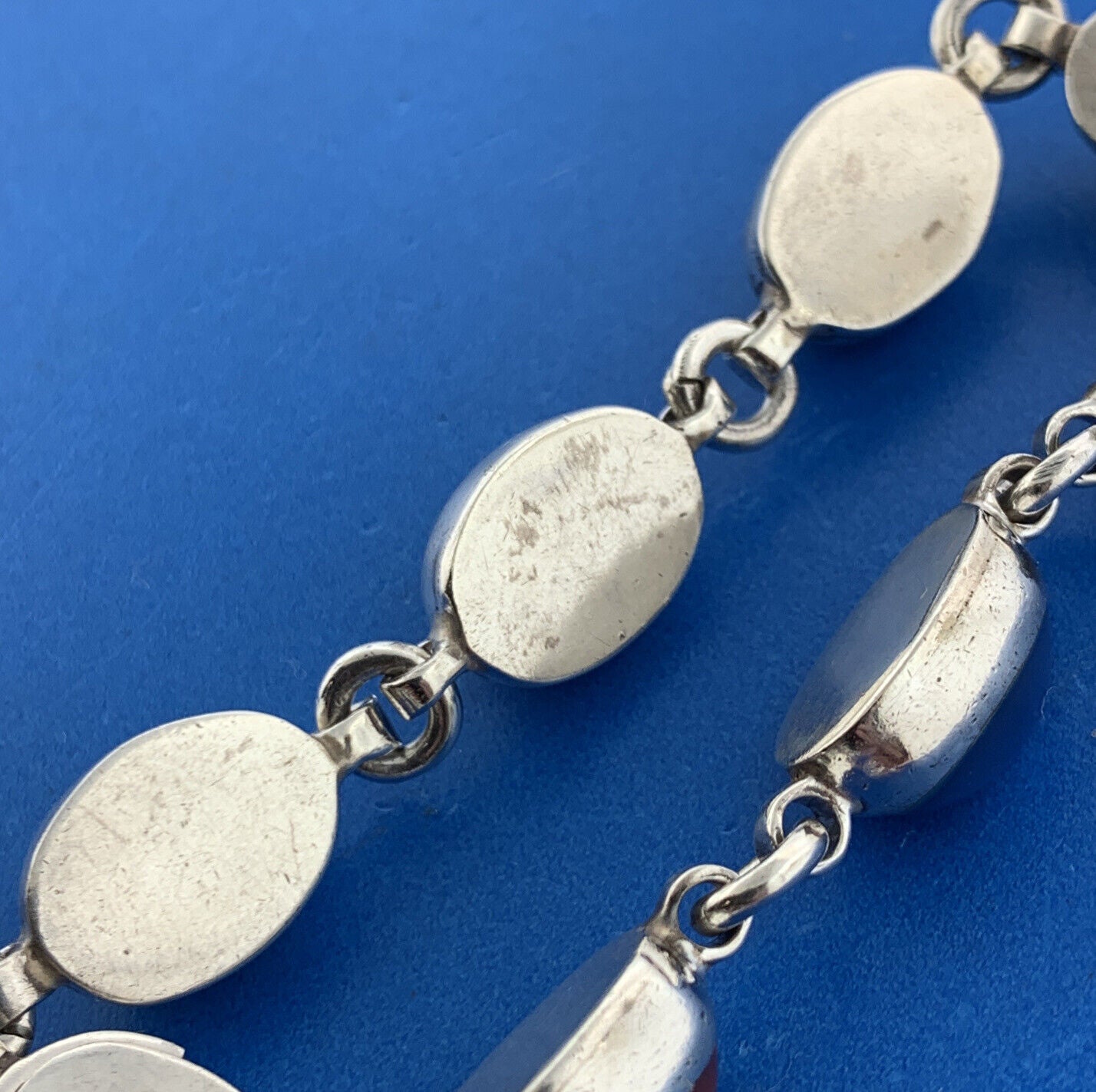 Vintage Mexico Sterling Silver Mixed Gemstone Oval Cabochon Statement Bracelet