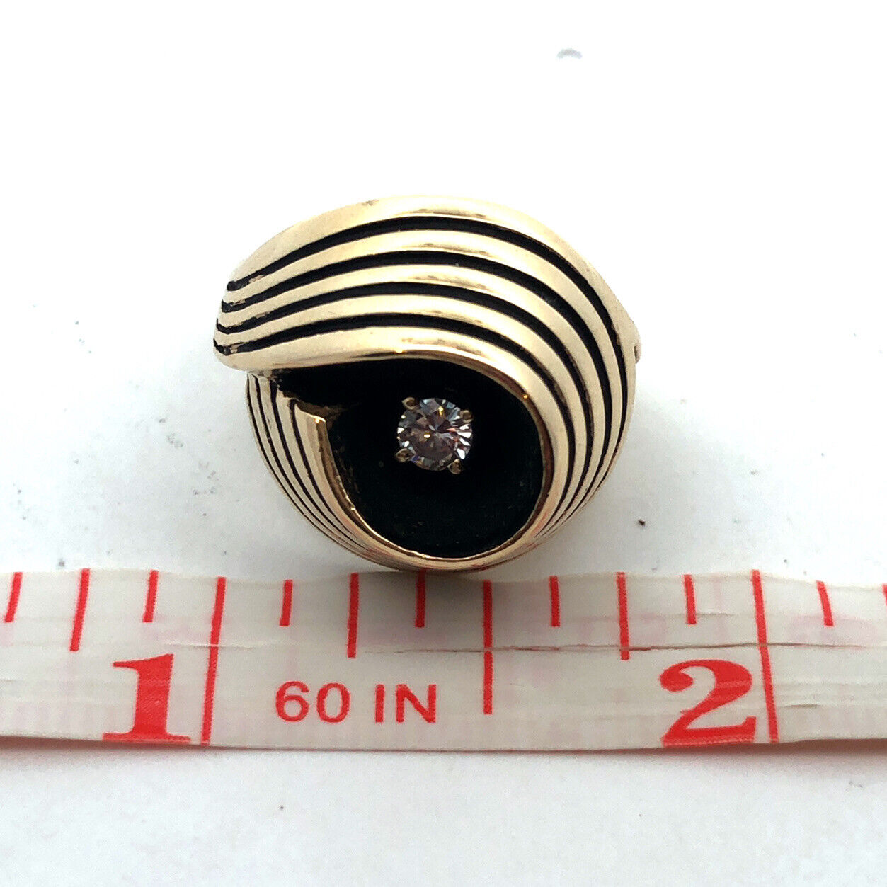 Vintage 14K Yellow Gold Diamond Egyptian King Tut Cocktail Ring