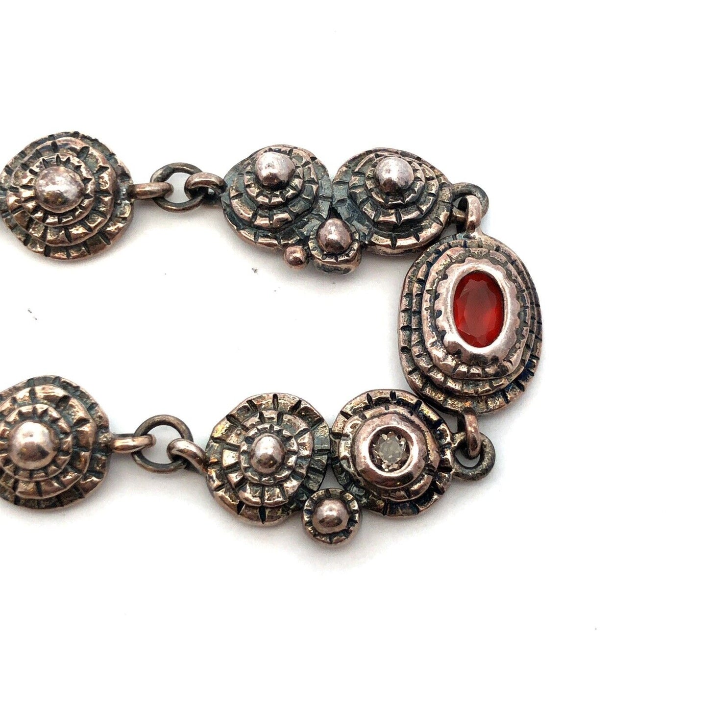 Vintage 925 Sterling Silver Oval multi gemstone Station Tennis Bracelet