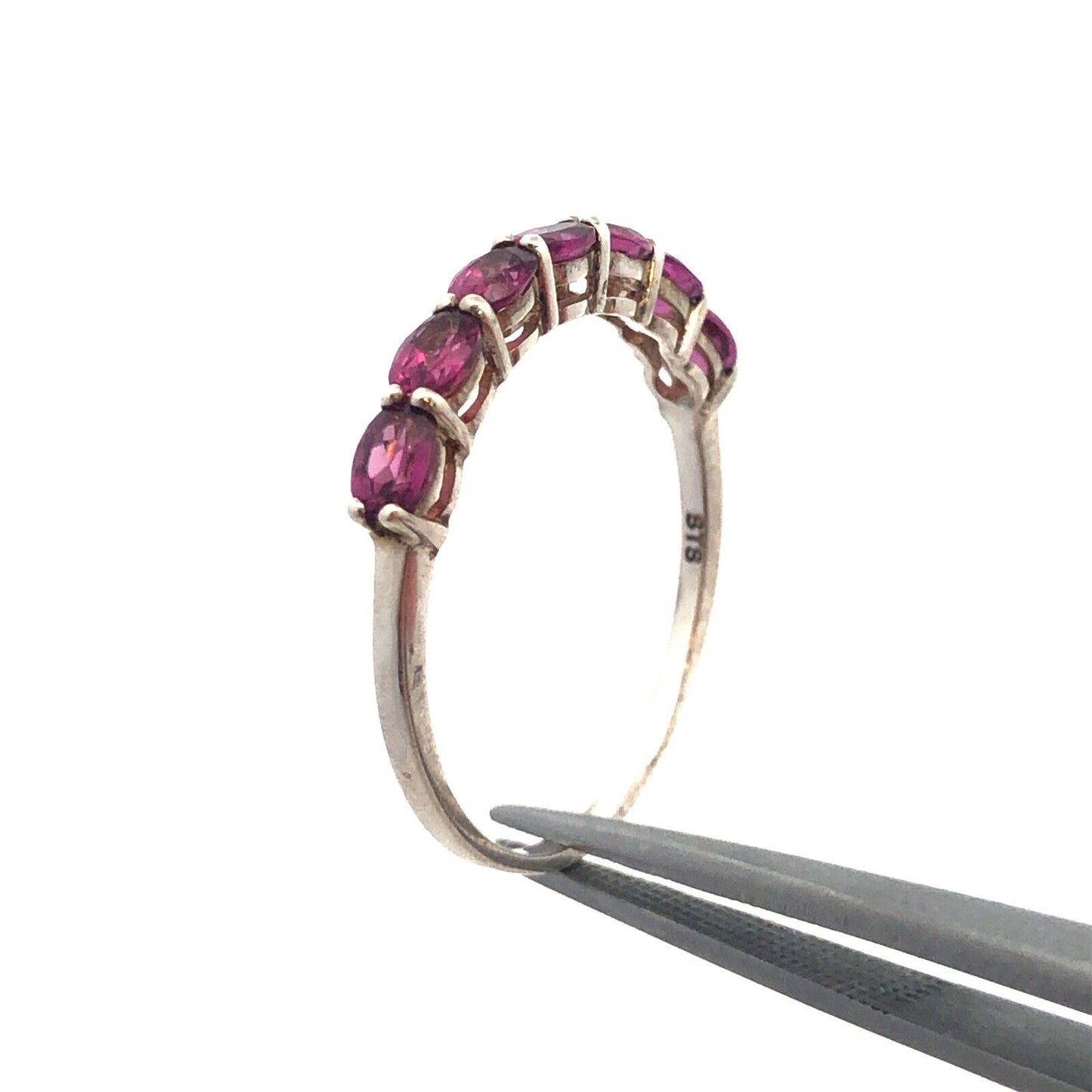 Designer STS 925 Sterling Silver Oval Pink Tourmaline Stackable Band Ring