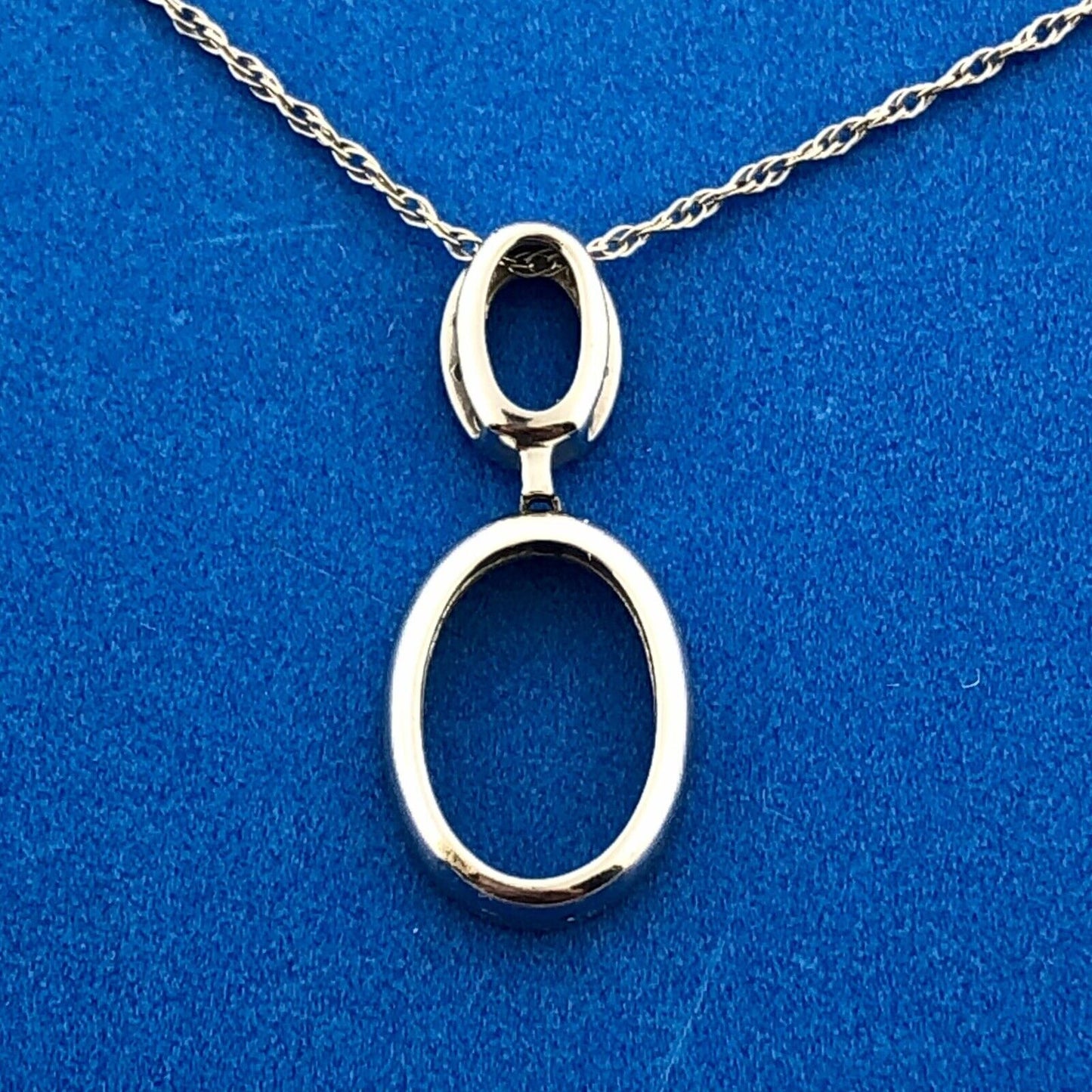 Designer 14K White Gold Polished Diamond Infinity Pendant 18" Necklace