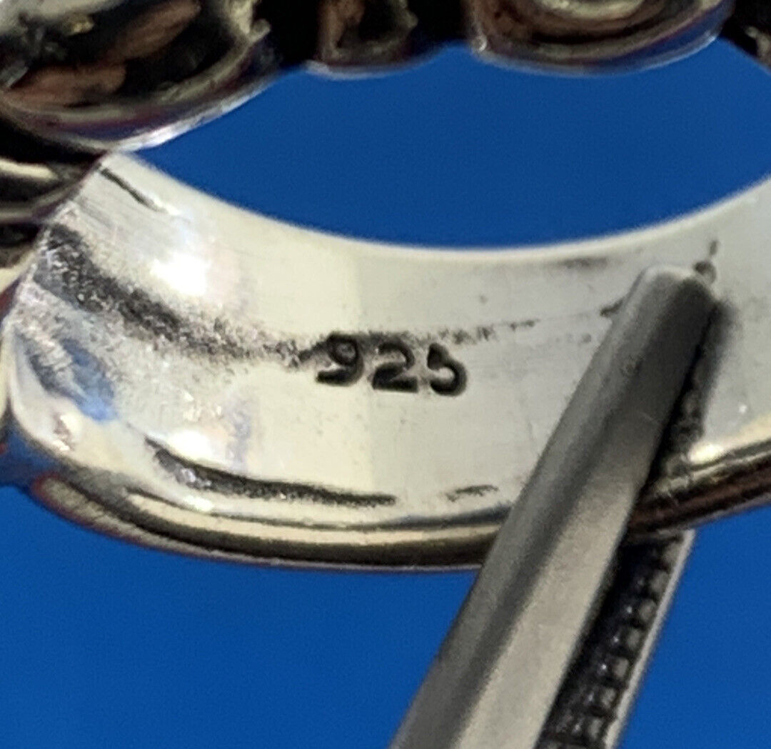 925 Sterling Silver Fleur De Lis Wide Band Size 4.75 Ring