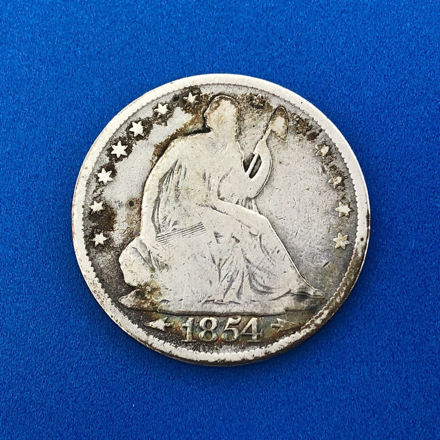 1854 P Silver Seated Liberty Half Dollar 50c Arrows Philadelphia Mint Coin