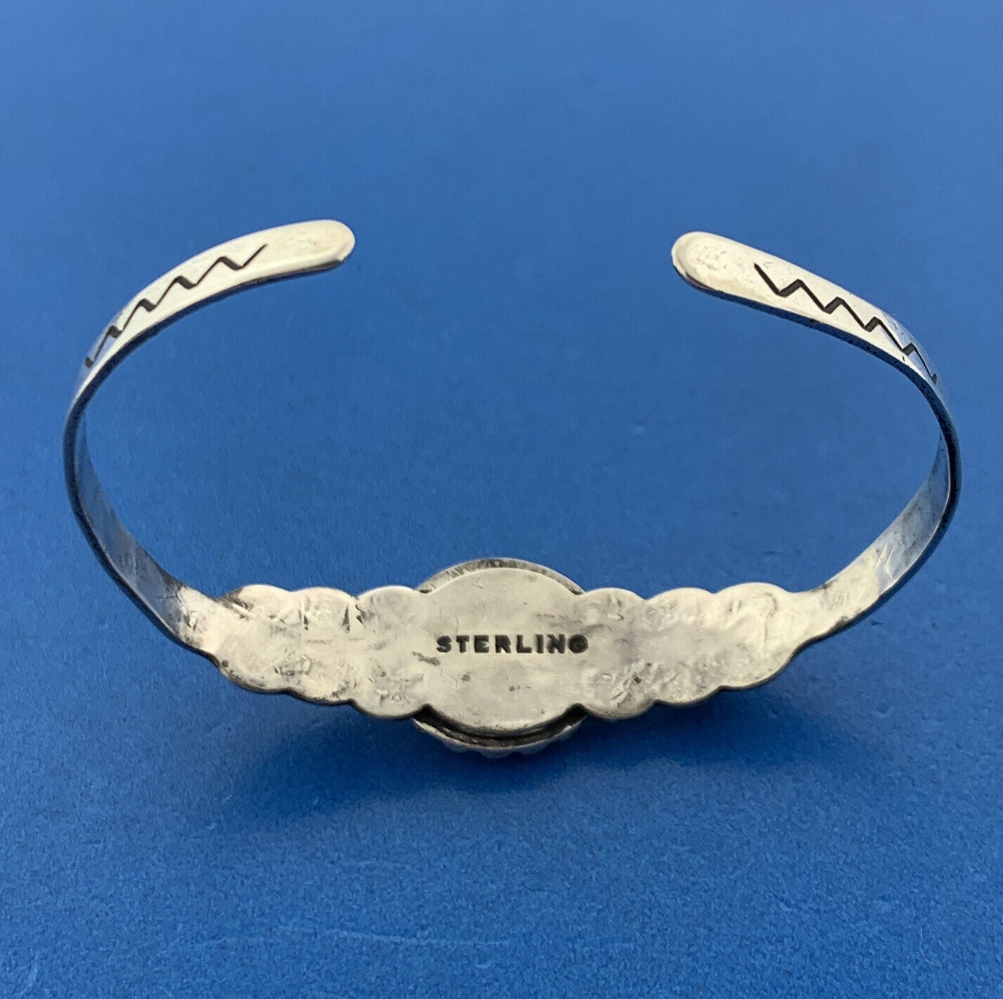 Native American 925 Sterling Silver Turquoise Storyteller Child's Cuff Bracelet