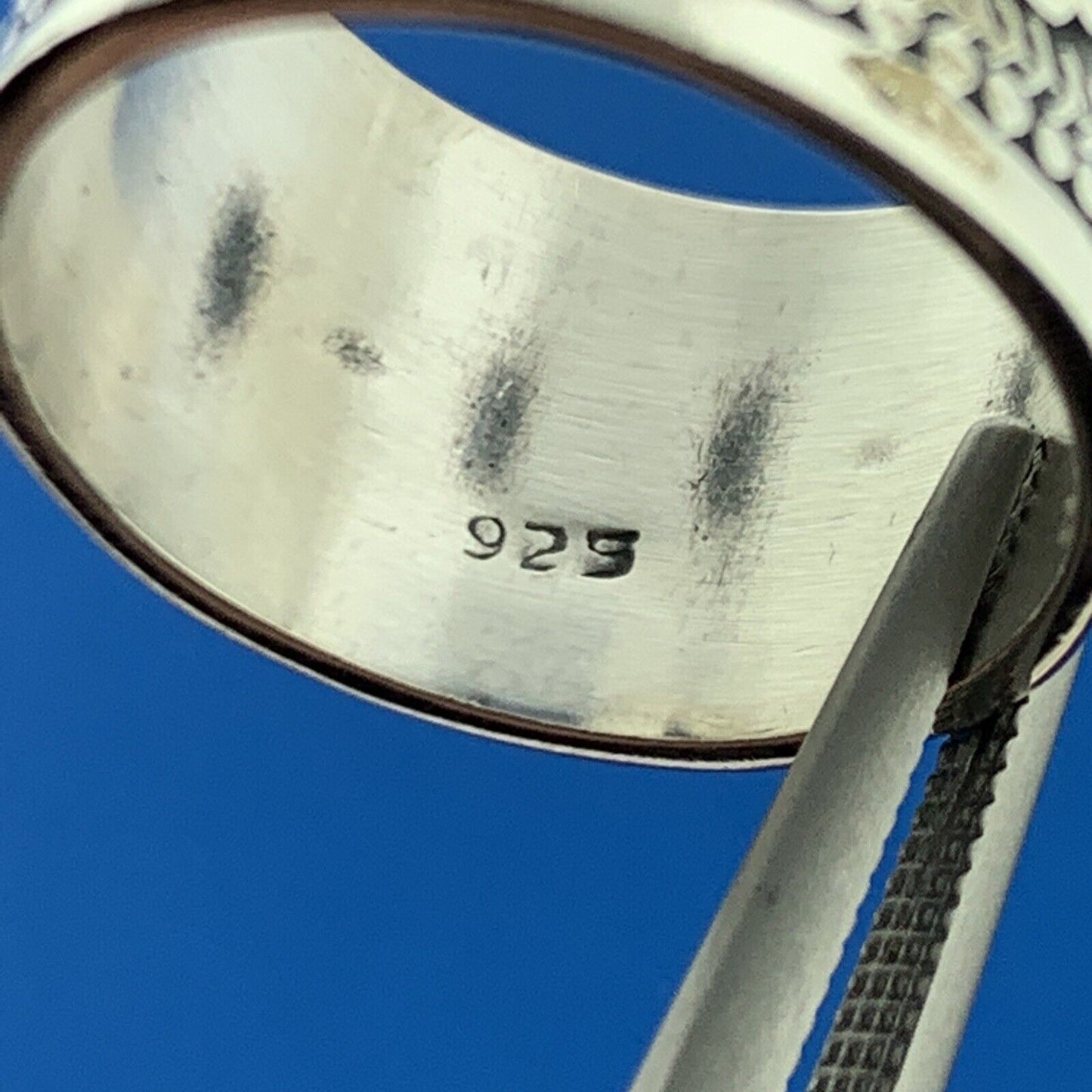 Vintage Sterling Silver 925 Stamped Flower Diamond Design Statement Band Ring