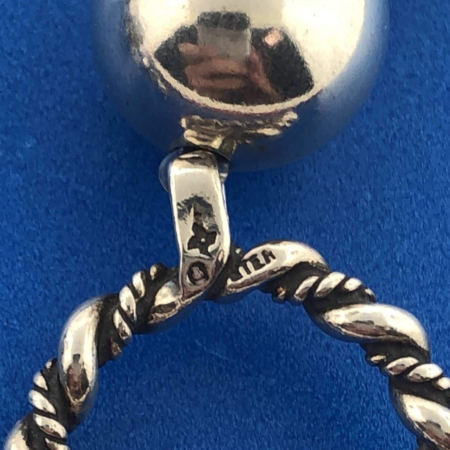 Lovely Sterling Silver 925 Cabochon Gray Jasper Bead Toggle 16" Strand Necklace