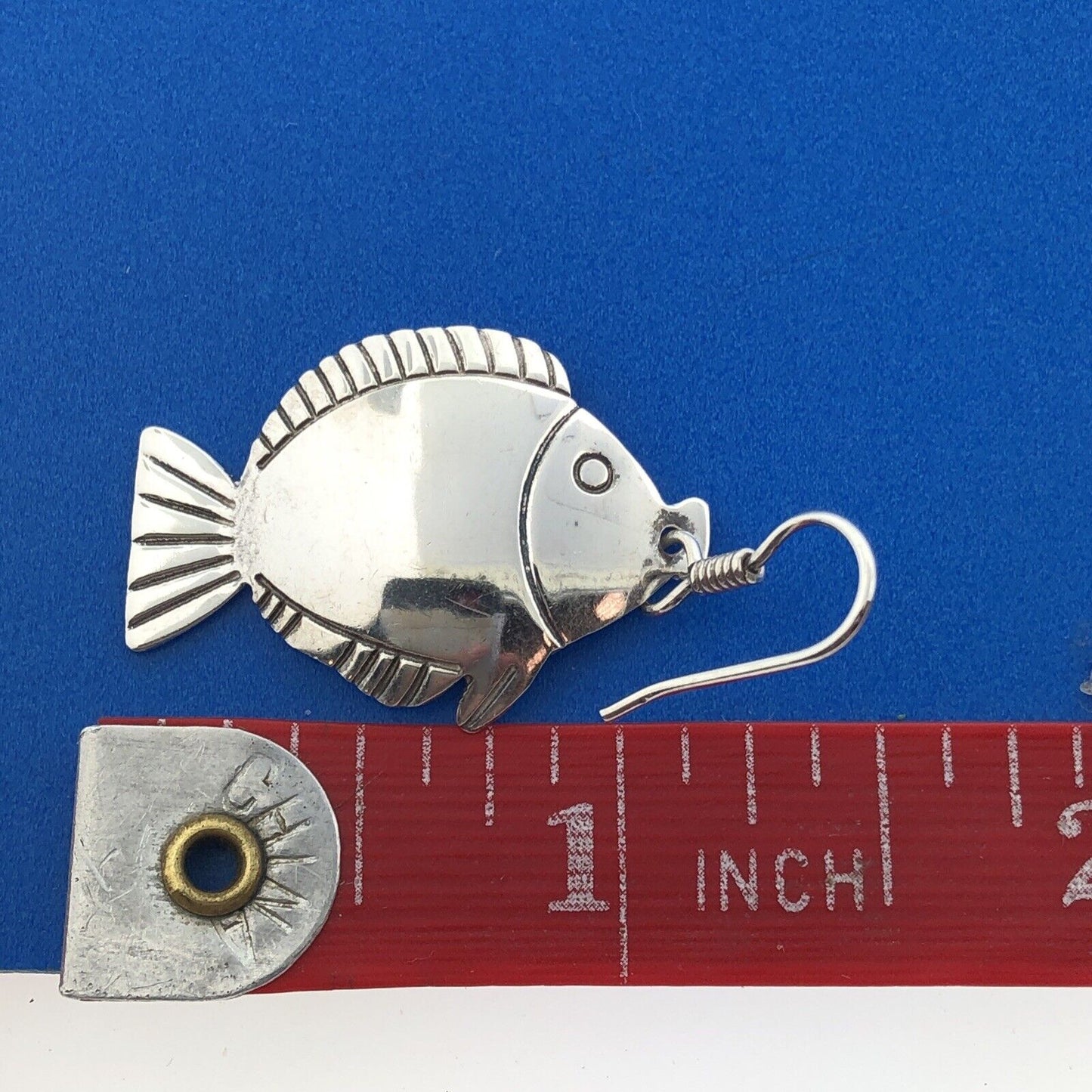 Vintage Taxco Mexico 925 Sterling Silver Fish Statement Drop Dangle Earrings