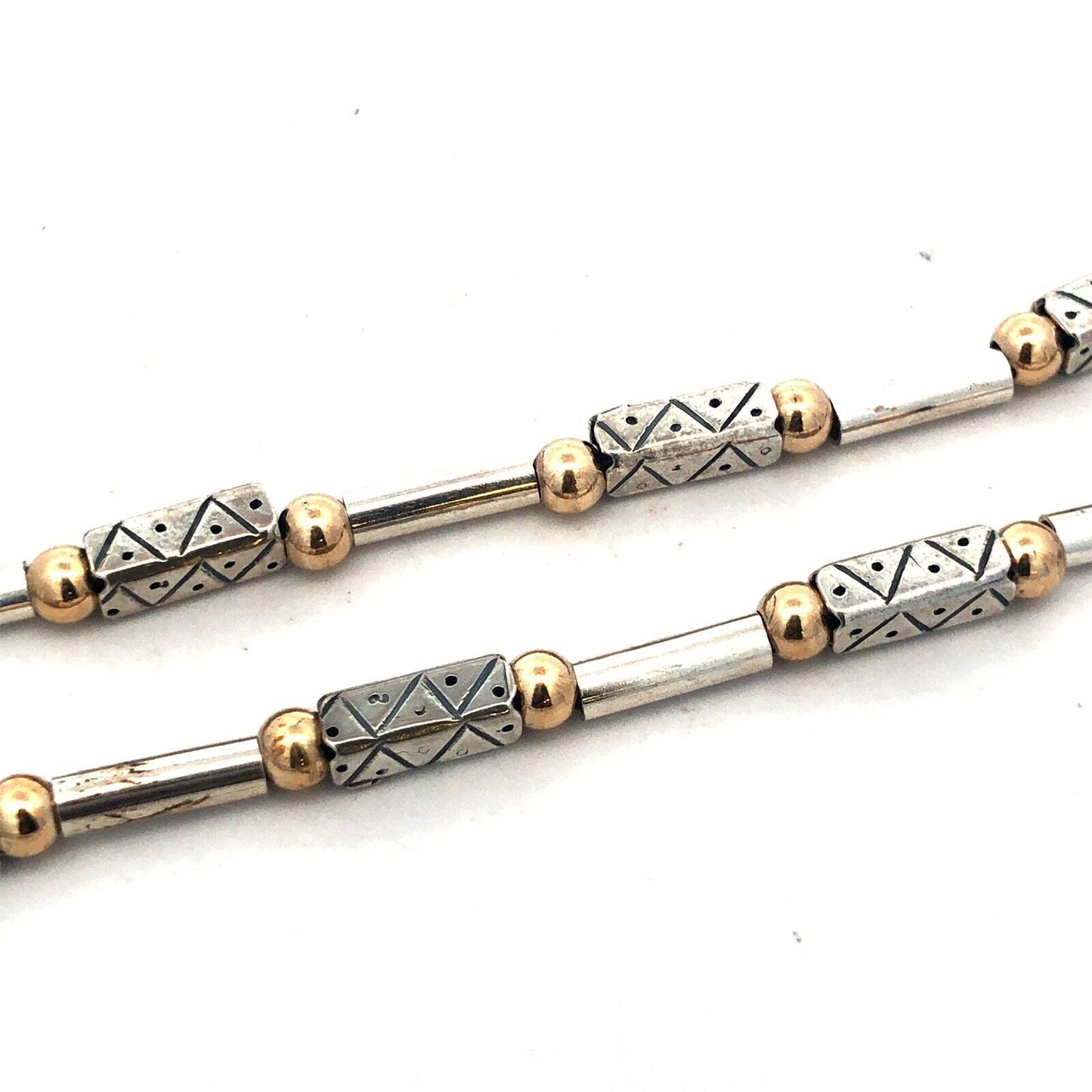 Designer Italy 925 Sterling Silver Gold Vermeil Two Tone Beaded Necklace