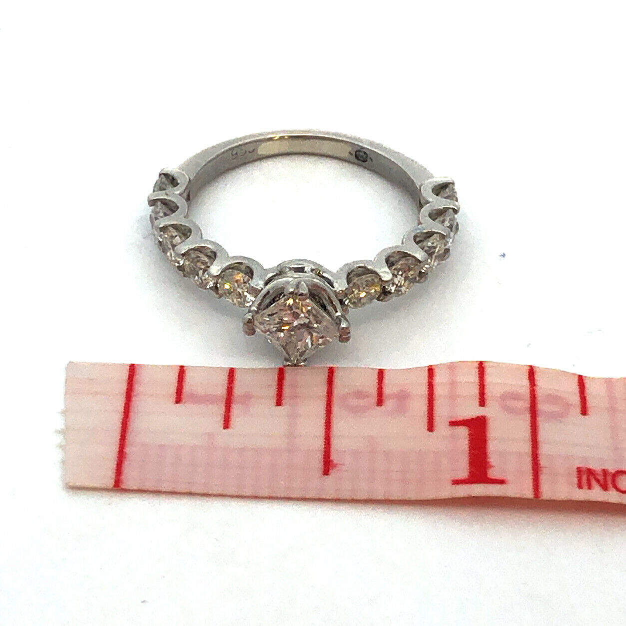 Estate 950 Platinum Princess Square Diamond Engagement Wedding Ring