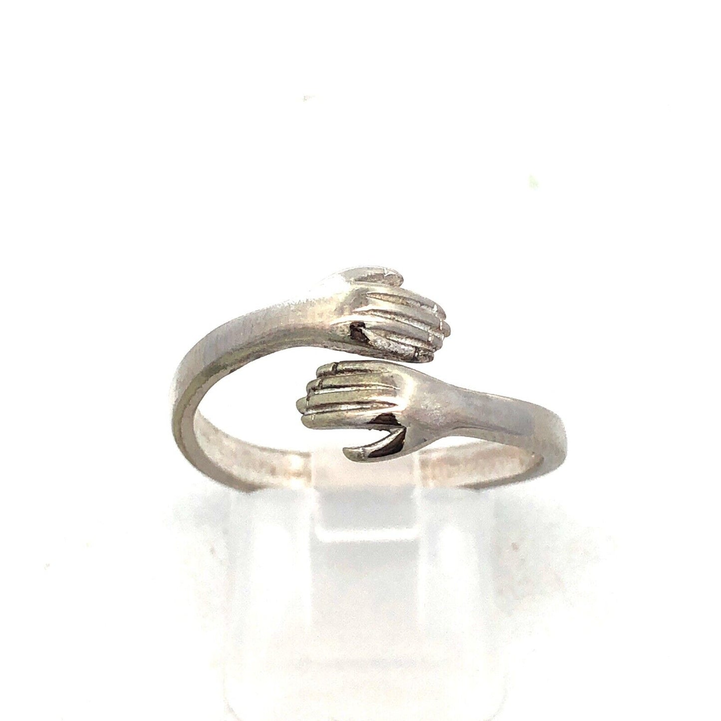 Estate 925 Sterling Silver Hamsa Arms Hands Hug Hugging Bypass Ring