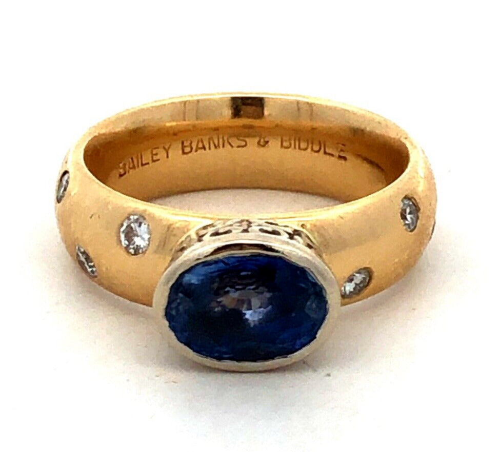 Bailey Banks & Biddle 18K Yellow Gold Corundrum Diamond Anniversary Ring