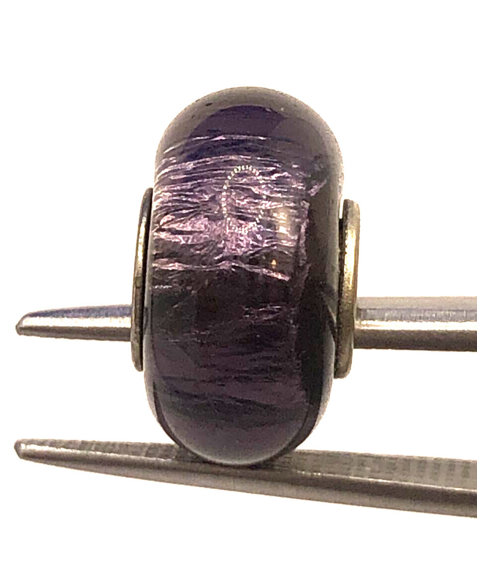 Purple 925 Sterling Silver Glass Slide Bracelet Bead Charm