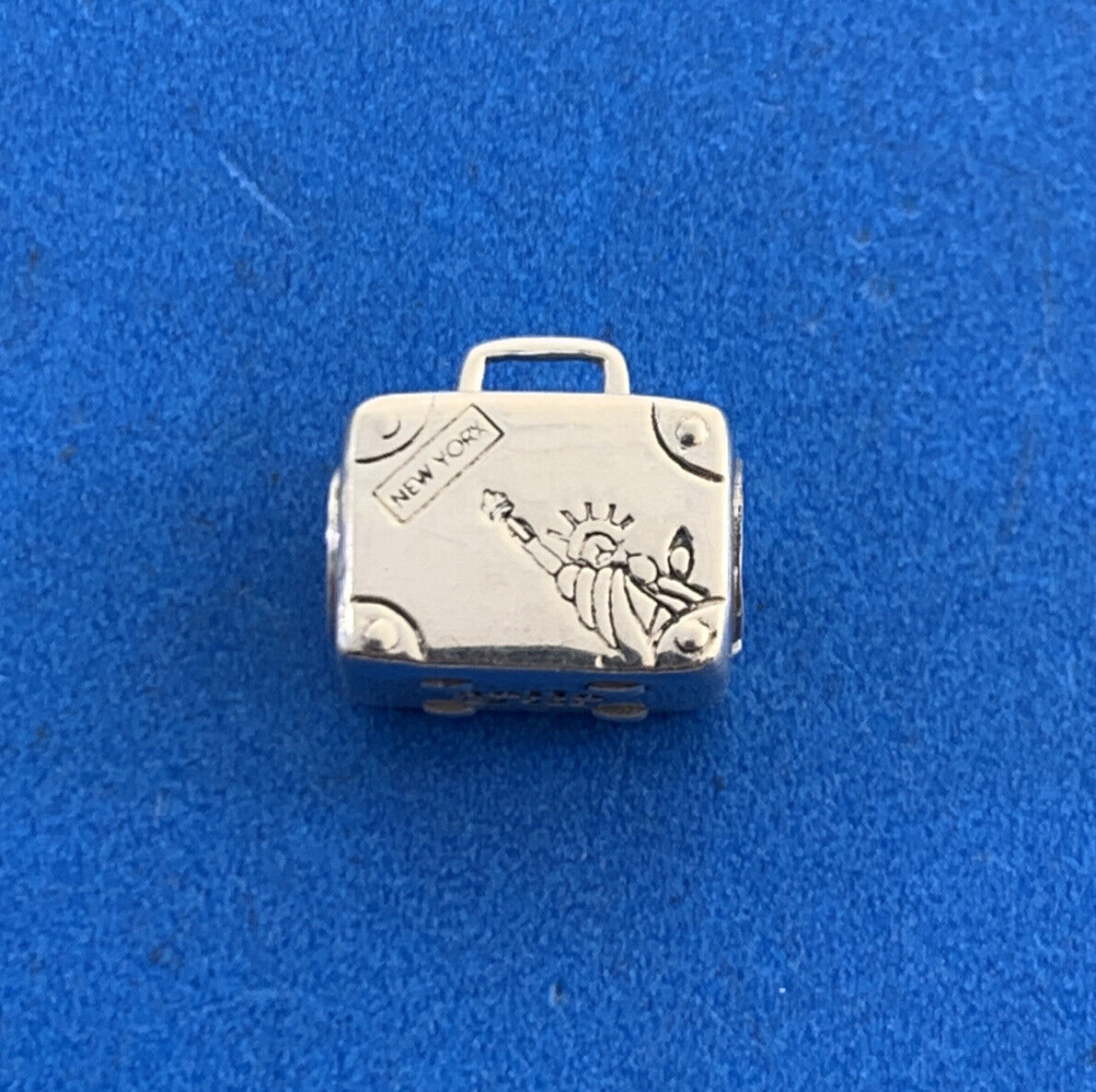 Authentic KALIA Sterling Silver New York Travel Suitcase Slide Bracelet Charm