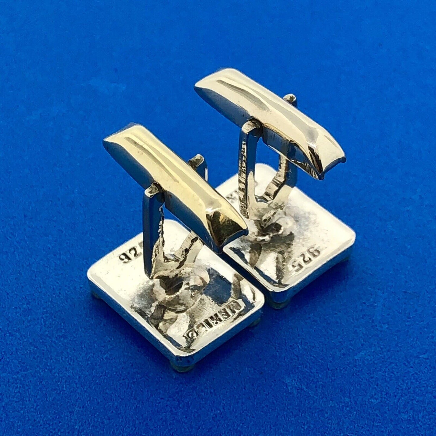 Stunning Mexican Sterling Silver 925 Rectangular 4 Screw Men's Cuff Links