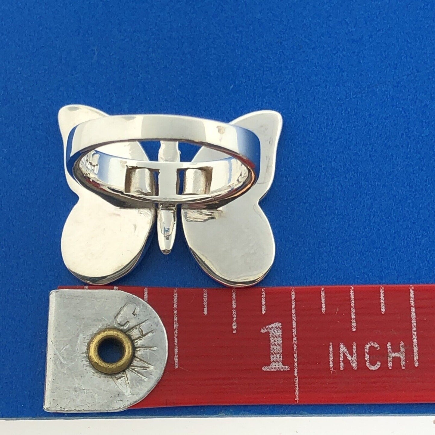 Designer Lee Sands Sterling Silver Pastel Mother of Pearl Inlay Butterfly Ring