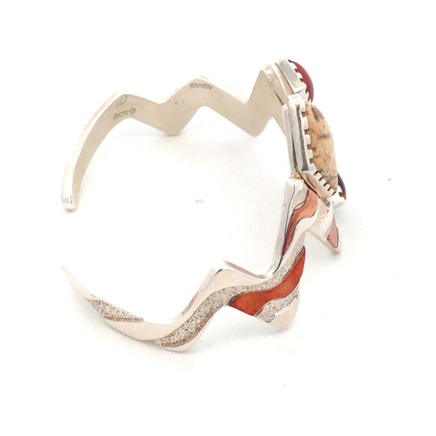 Native American Carolyn Pollack 925 Sterling Silver Copper Jasper Cuff Bracelet