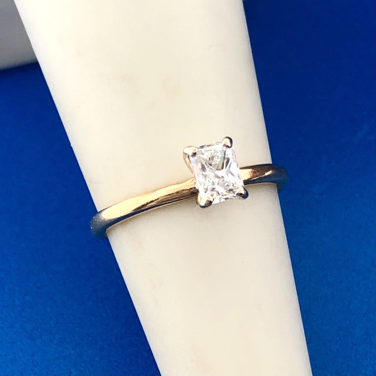 14K Yellow Gold Radiant Cut Diamond Solitaire Engagement Promise Ring
