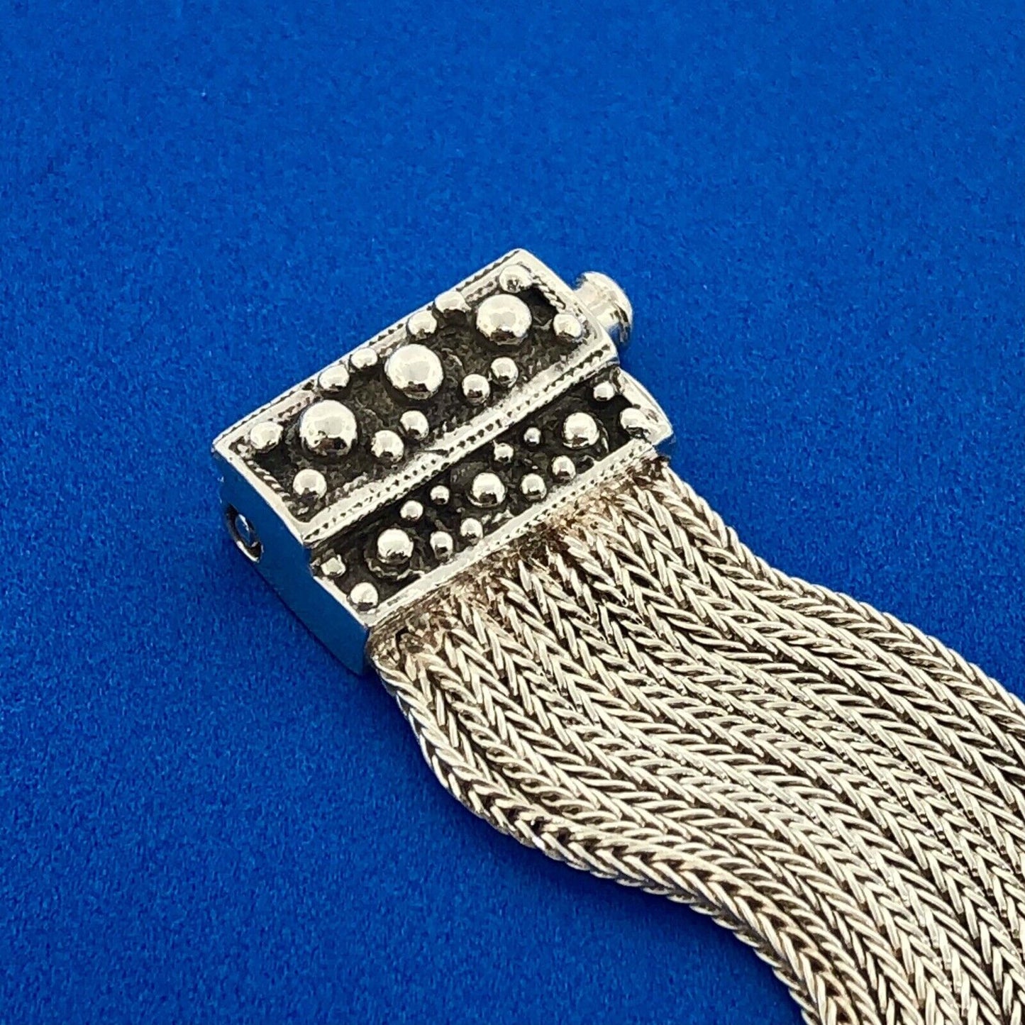 Designer Anatoli 925 Sterling Silver 10 Strand Wheat Link Mesh Cuff Bracelet