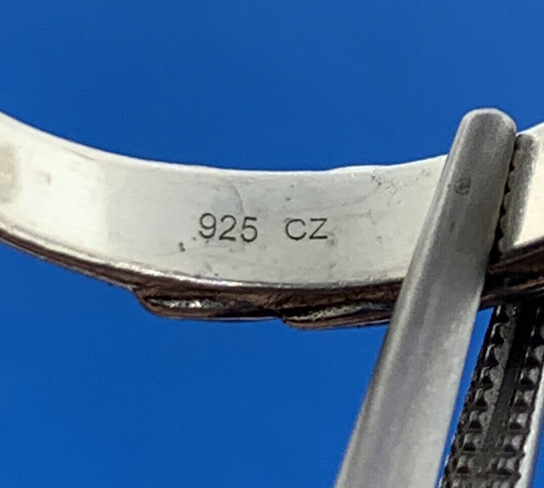 Designer SG Sterling Silver 925 Blue Topaz CZ Stackable Band Ring