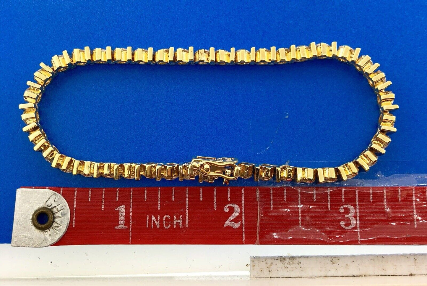 Dramatic 925 Sterling Silver Vermeil Cubic Zirconia CZ Statement Tennis Bracelet