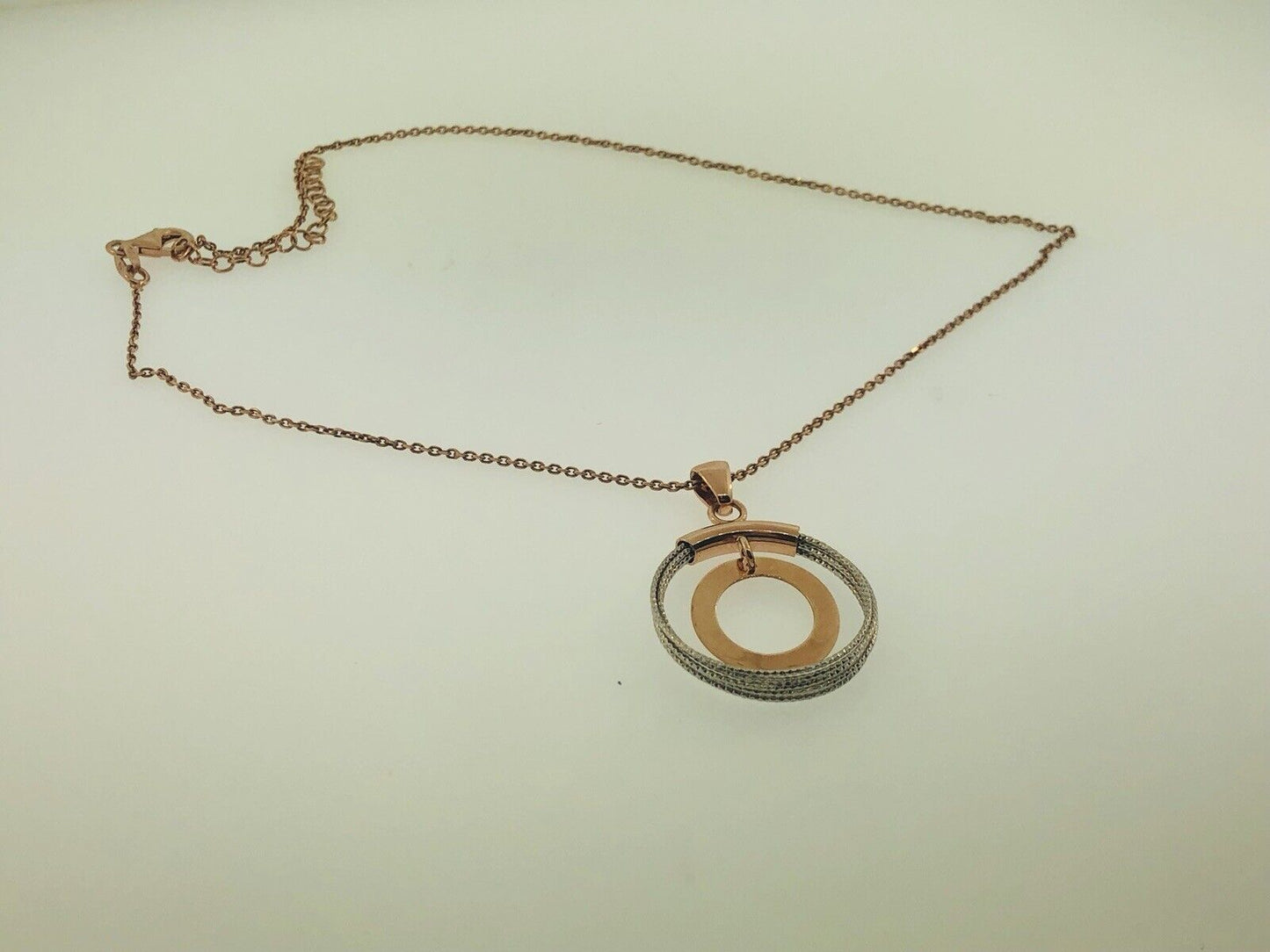 Dyadema Italy Sterling Silver Rose Wash Two Toned Life Infinity Circle Necklace