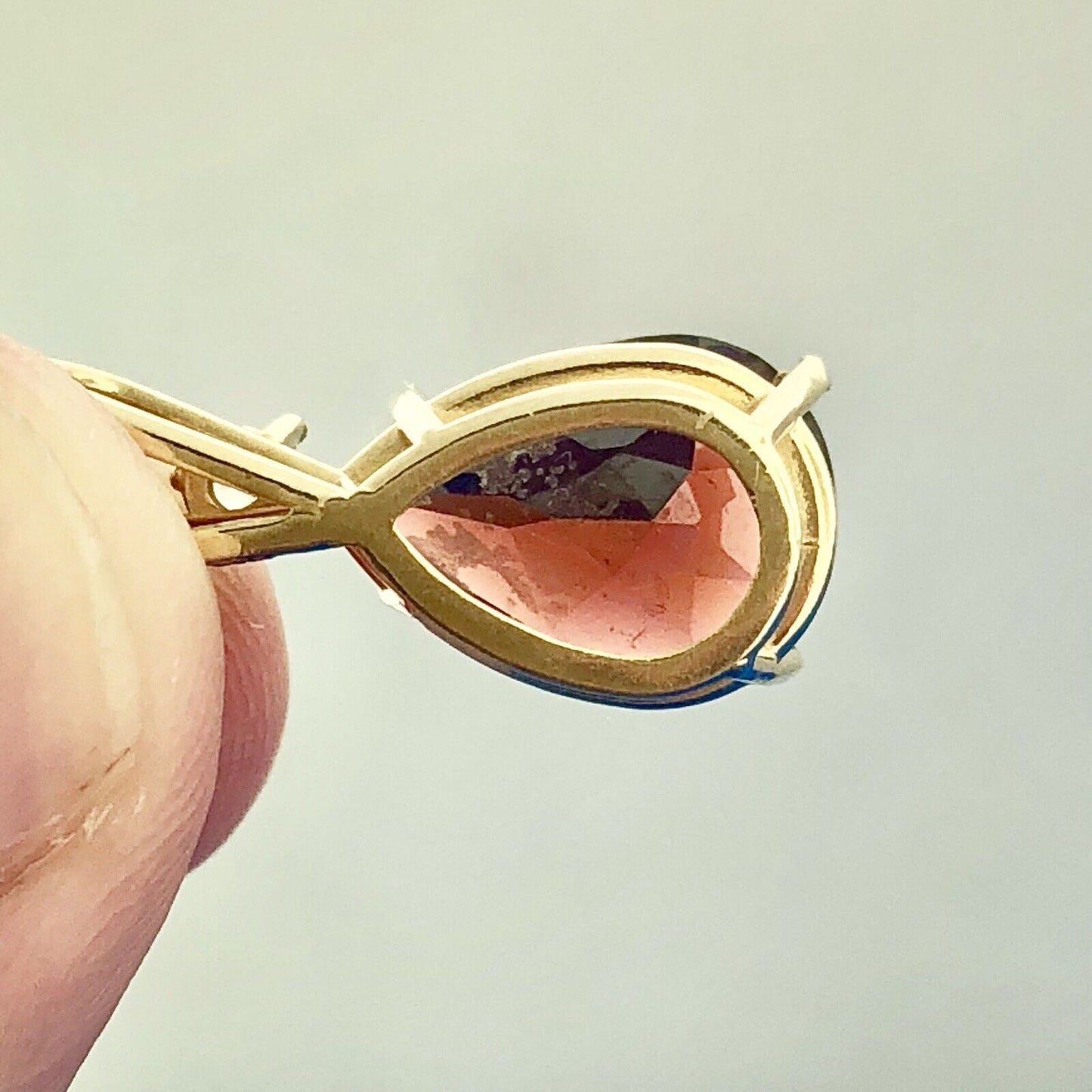 14K Yellow Gold Pear Garnet Diamond January Anniversary Statement Pendant
