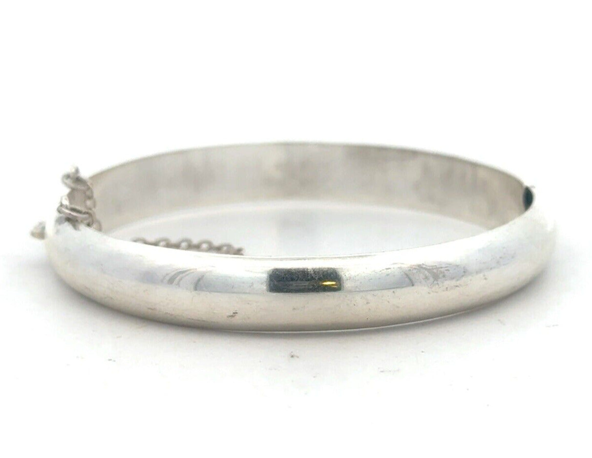 Estate 925 Sterling Silver Polished Hinged Cuff Bangle Bracelet