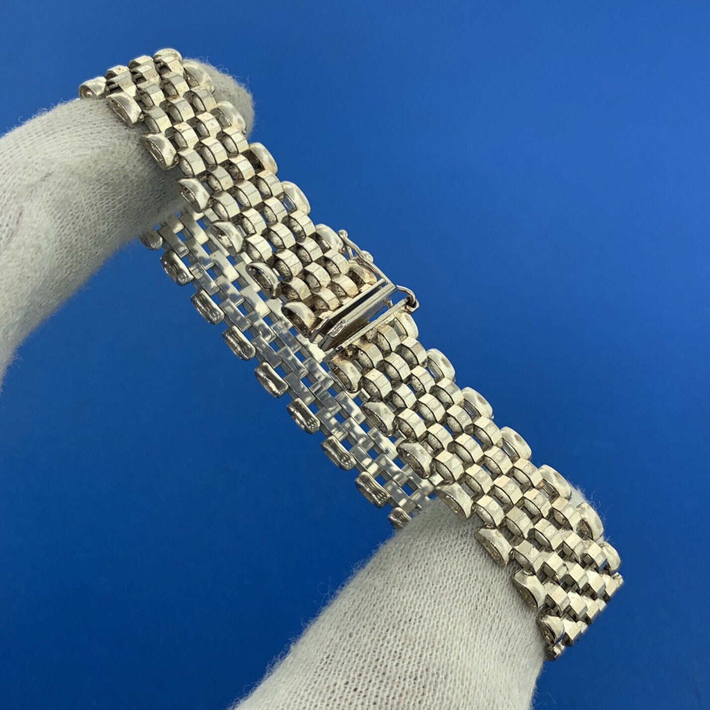 Designer Milor Italy 925 Sterling Silver Basket Mesh Statement Wrap Bracelet
