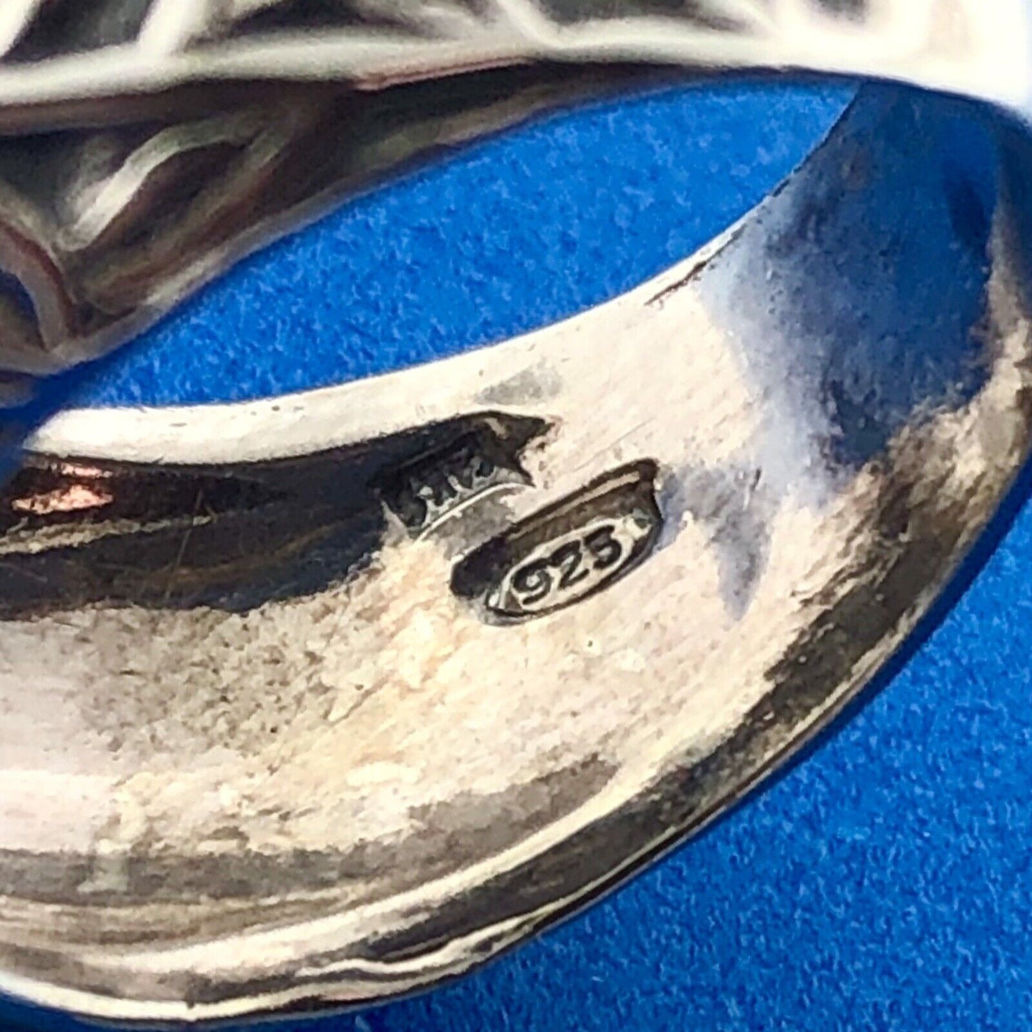 Retro 925 Sterling Silver 14K Two Toned Floral Engraved Smoky Quartz Dome Ring