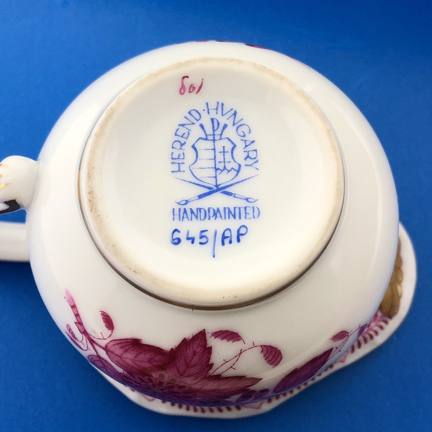 Vintage Herend Hugary Raspberry Chinese Bouquet Apponyi Small Creamer Pitcher