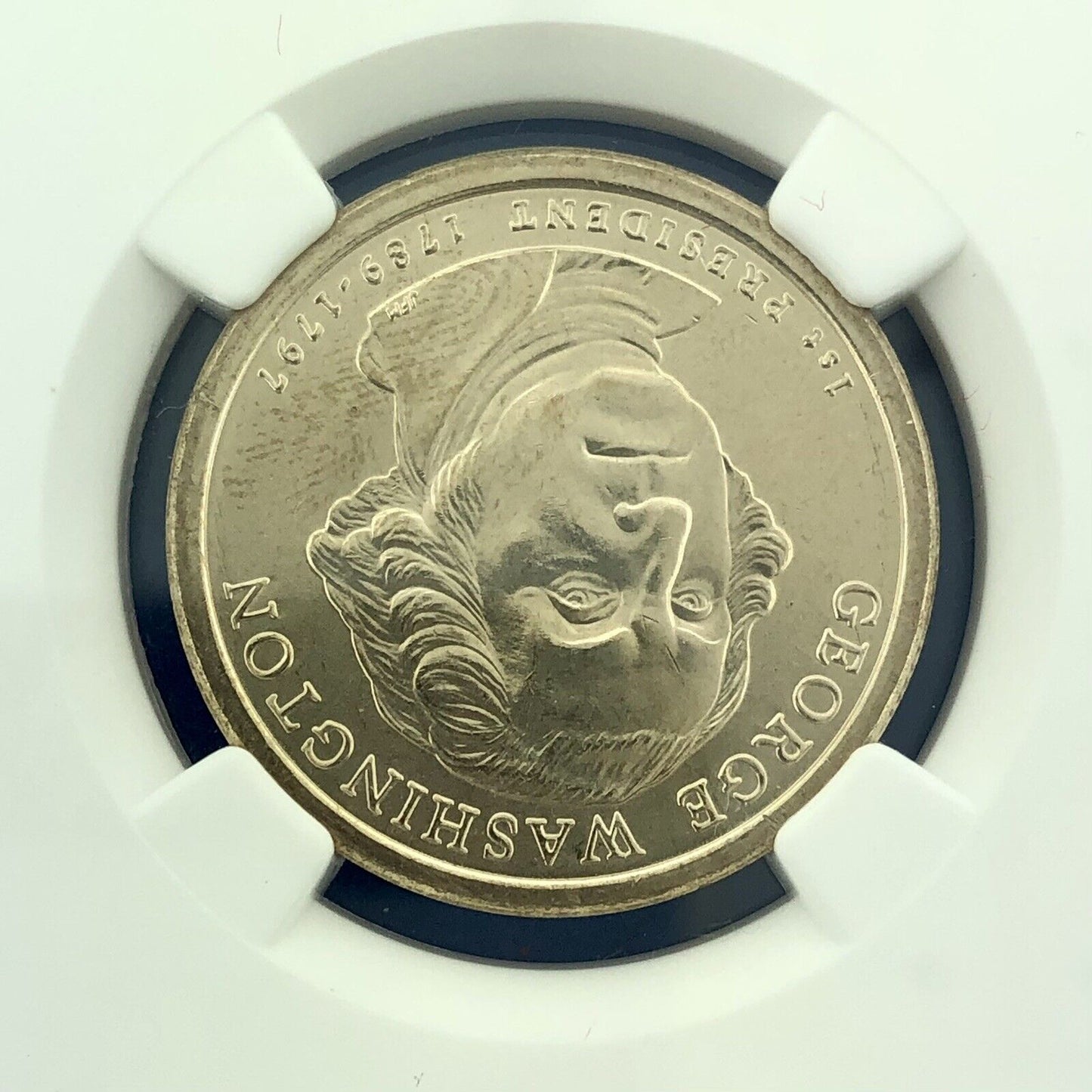 2007 NGC MS65 George Washington Presidential Dollar Missing Edge Lettering Error