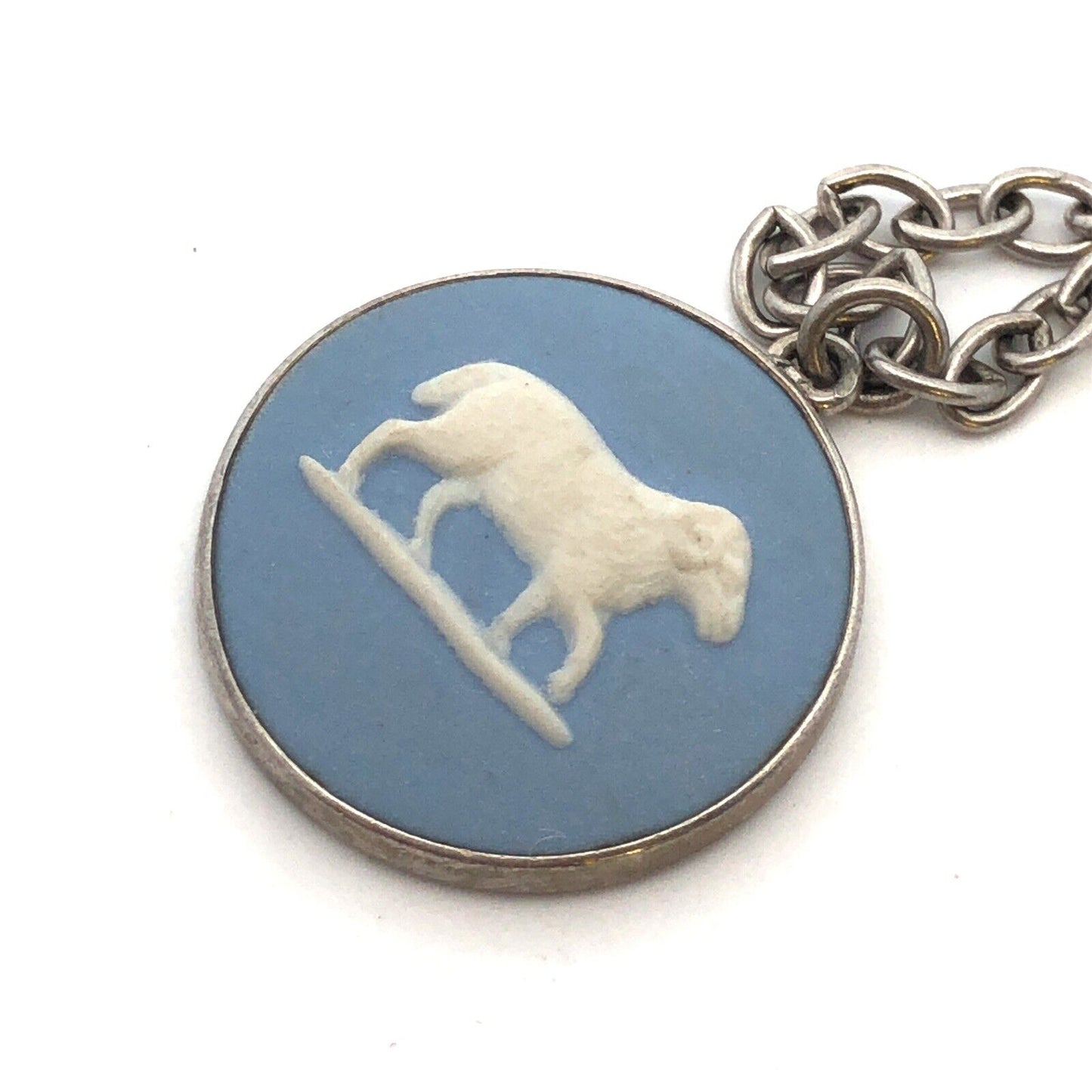 JW Wedgwood England 925 Sterling Silver Blue Sheep Cameo Charm Bracelet