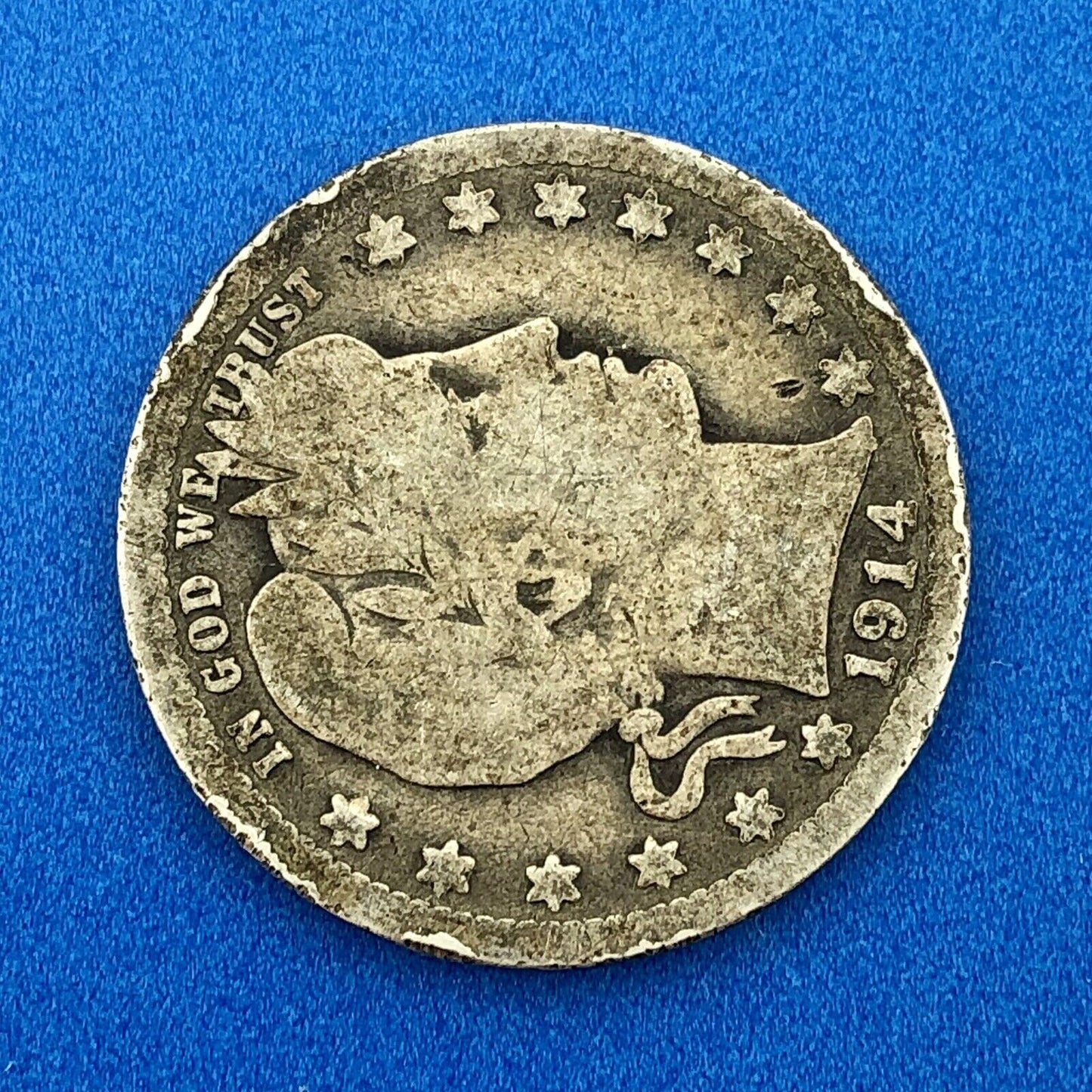 1914 S Silver Barber Quarter $.25 Better Key Date San Francisco Coin Rare Scarce
