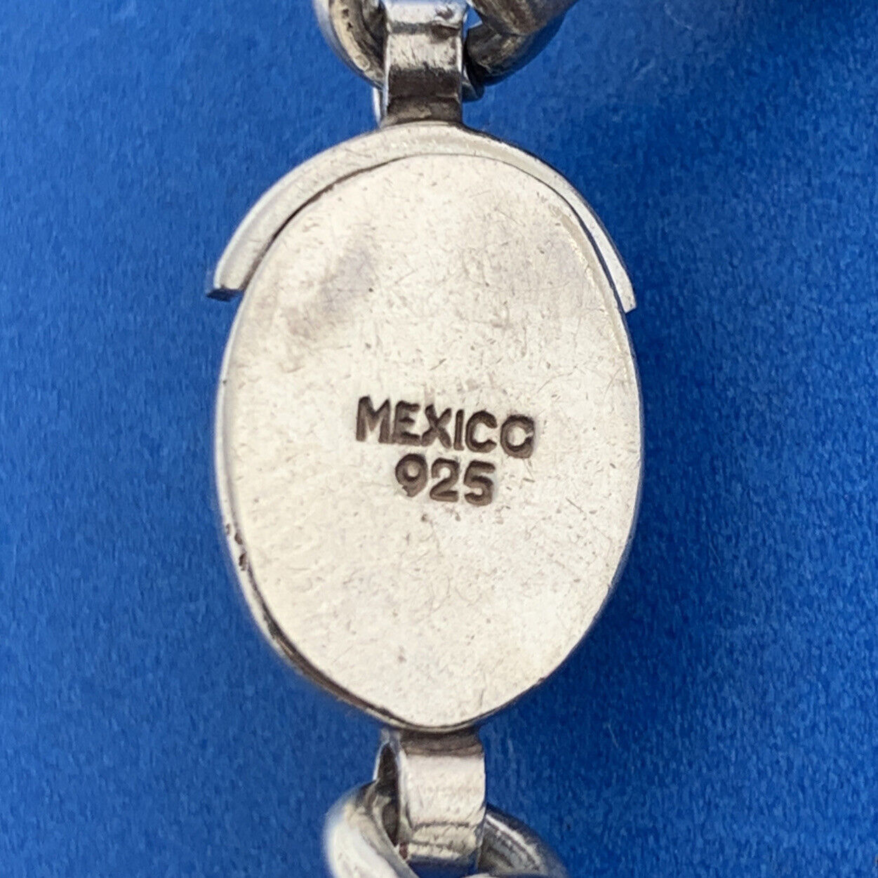 Vintage Mexico Sterling Silver Mixed Gemstone Oval Cabochon Statement Bracelet