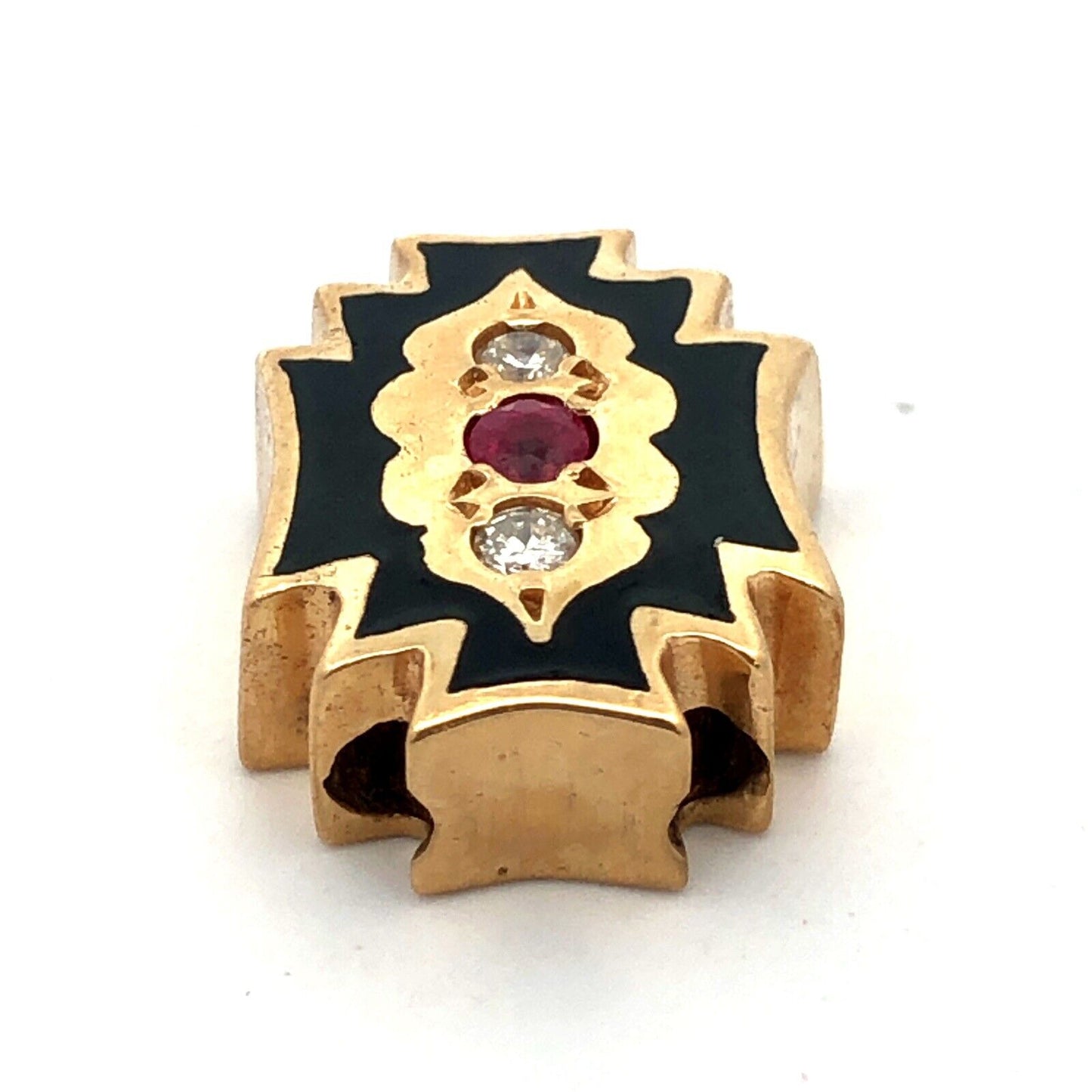 Vintage 10K Yellow Gold Oval Carved Cameo Open Work Slide Bracelet Charm