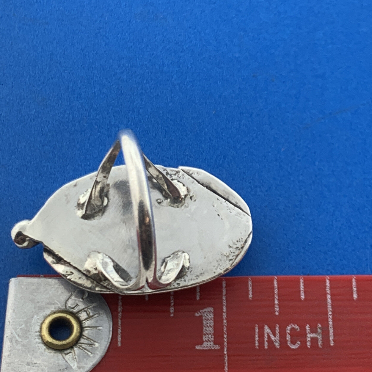Old Pawn Native American 925 Sterling Silver Mother Of Pearl Squash Blossom Ring