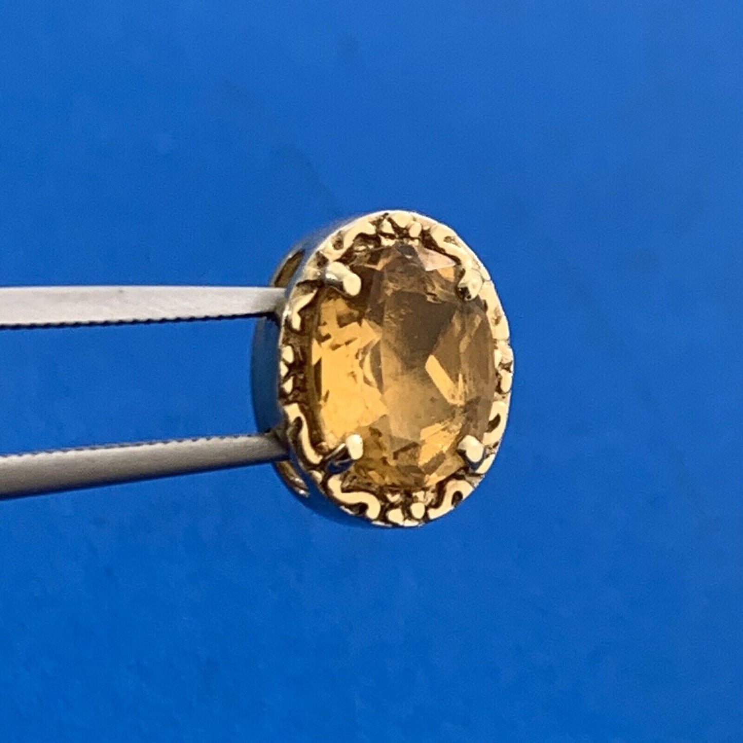 Vintage Designer DDH 10K Yellow Gold Oval Citrine Slide Bracelet Charm
