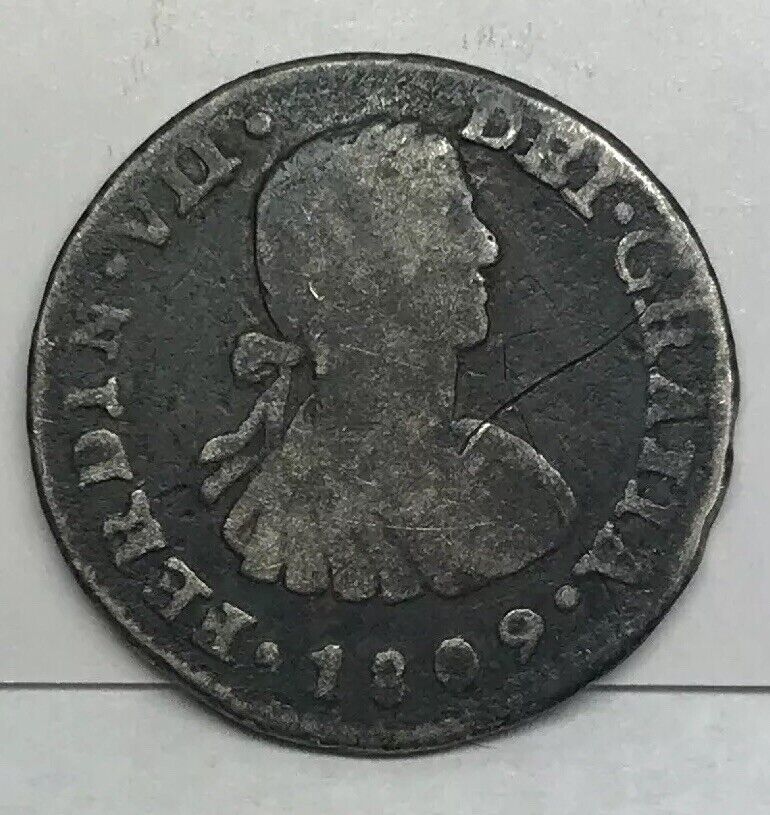 1809 Mexico Silver 1/2 Real Mexico City Ferdinand VII Pirate Treasure Coin