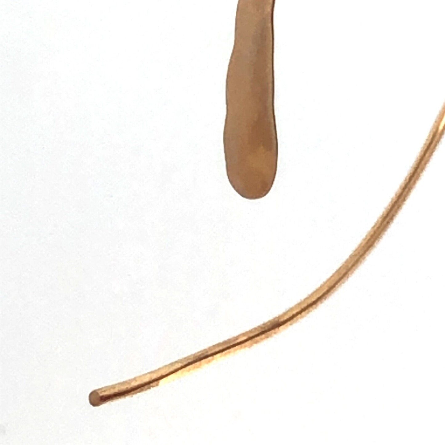 14K Yellow Gold Hammered Wire Threader Hook Earrings