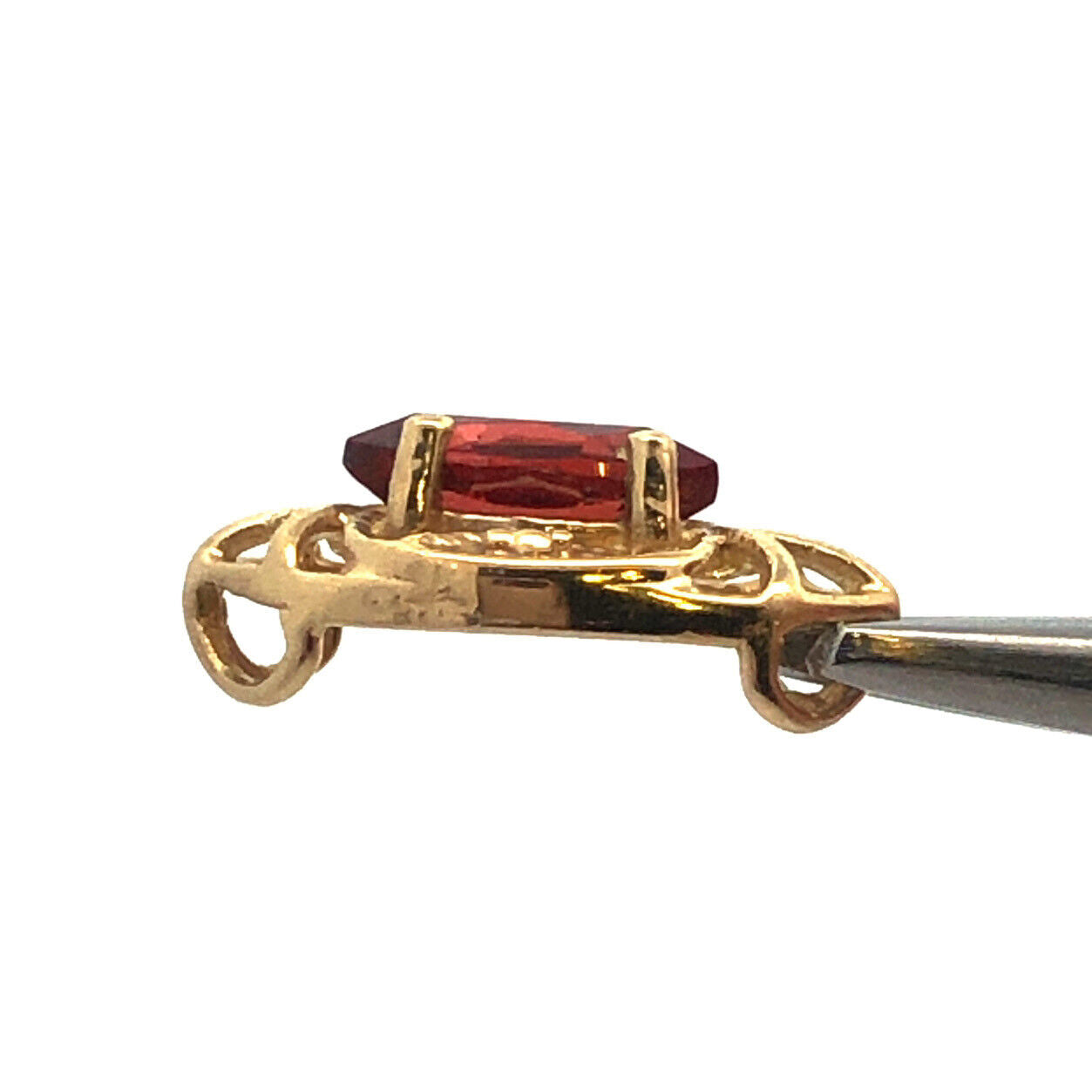 Designer 10K Yellow Gold Oval Egg Shaped Ribbed Bead Slide Bracelet Spacer Charm
