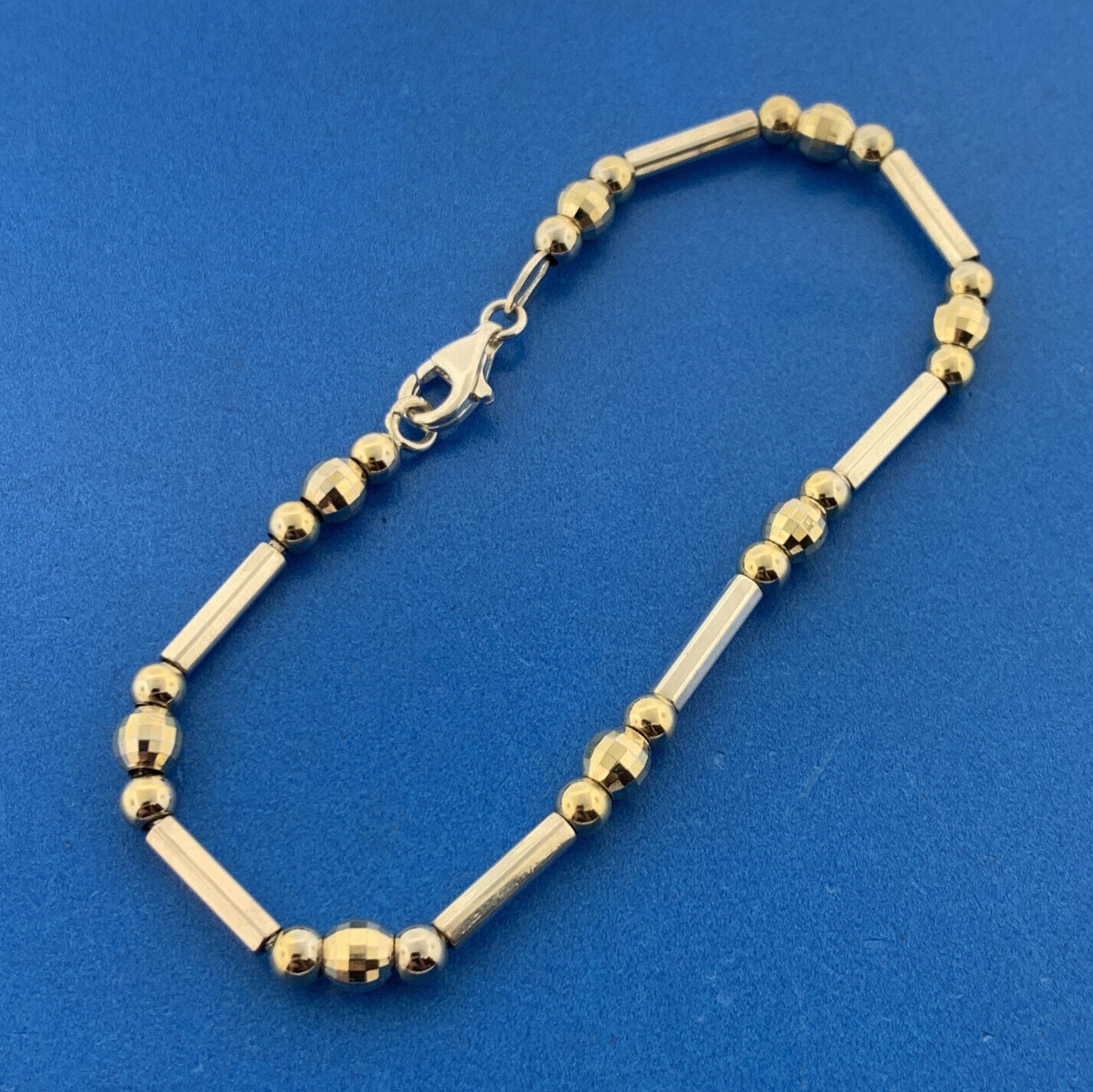 Designer Milor Italy Sterling Silver Vermeil 2 Tone Disco Ball & Bar Bracelet