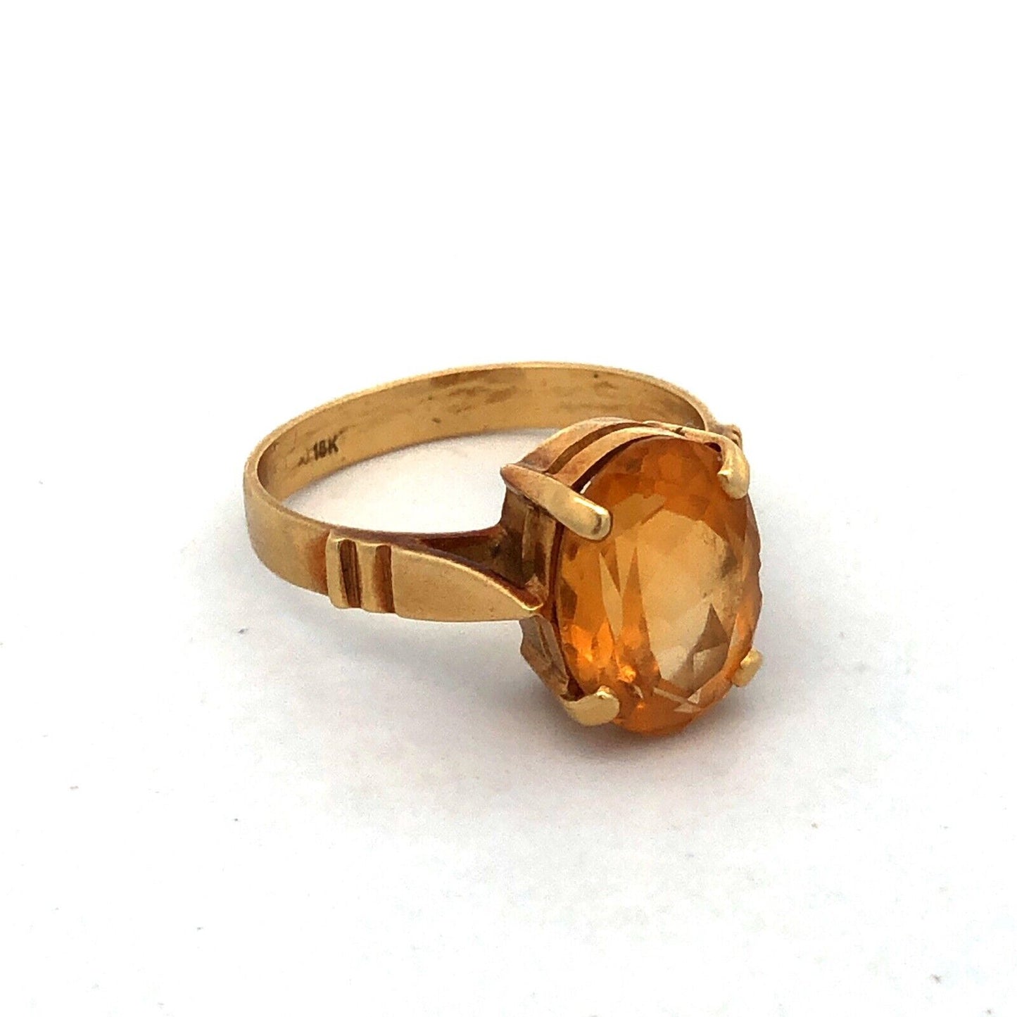 Estate 18K Yellow Gold Oval Citrine November Anniversary Statement Ring