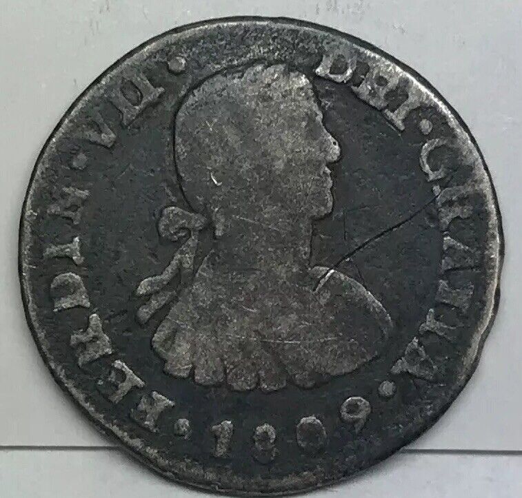 1809 Mexico Silver 1/2 Real Mexico City Ferdinand VII Pirate Treasure Coin