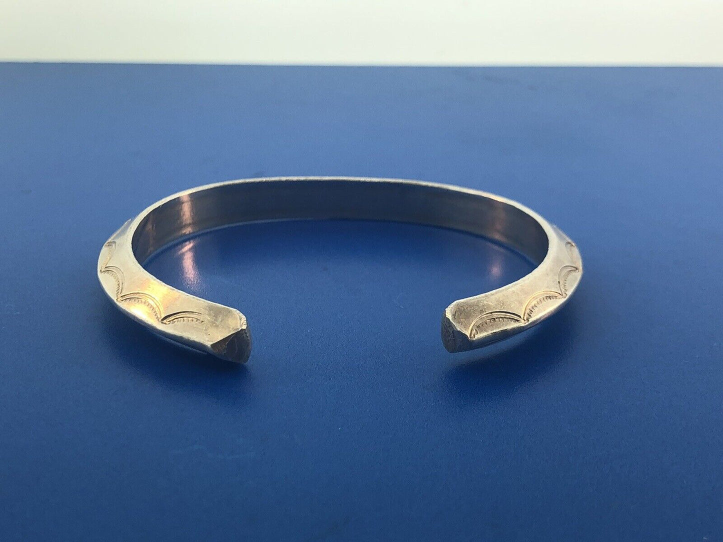 Vintage Native American 925 Sterling Silver Concho Statement Cuff Bracelet