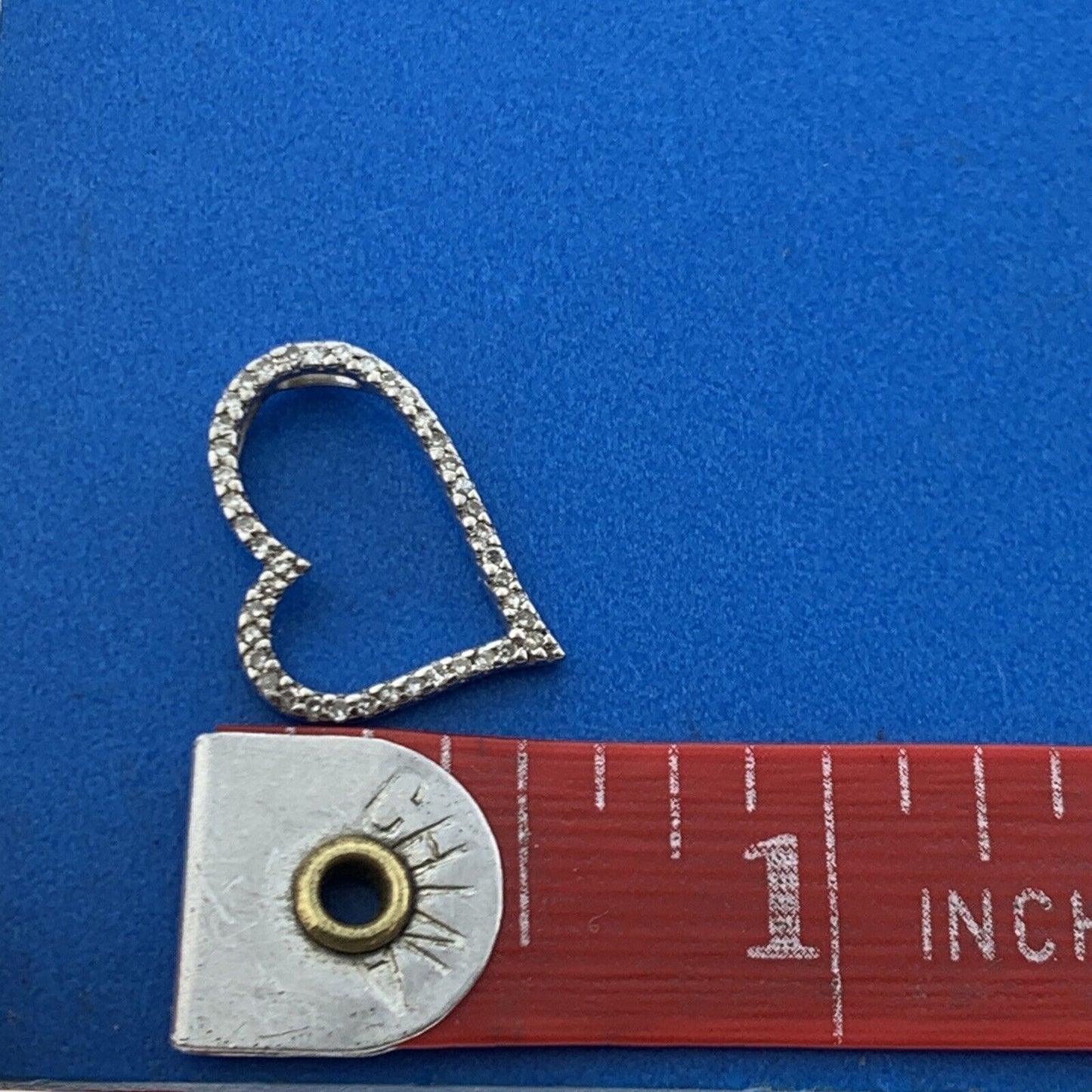 Designer 14K White Gold Diamond Modernist Heart Love Promise Bridal Pendant